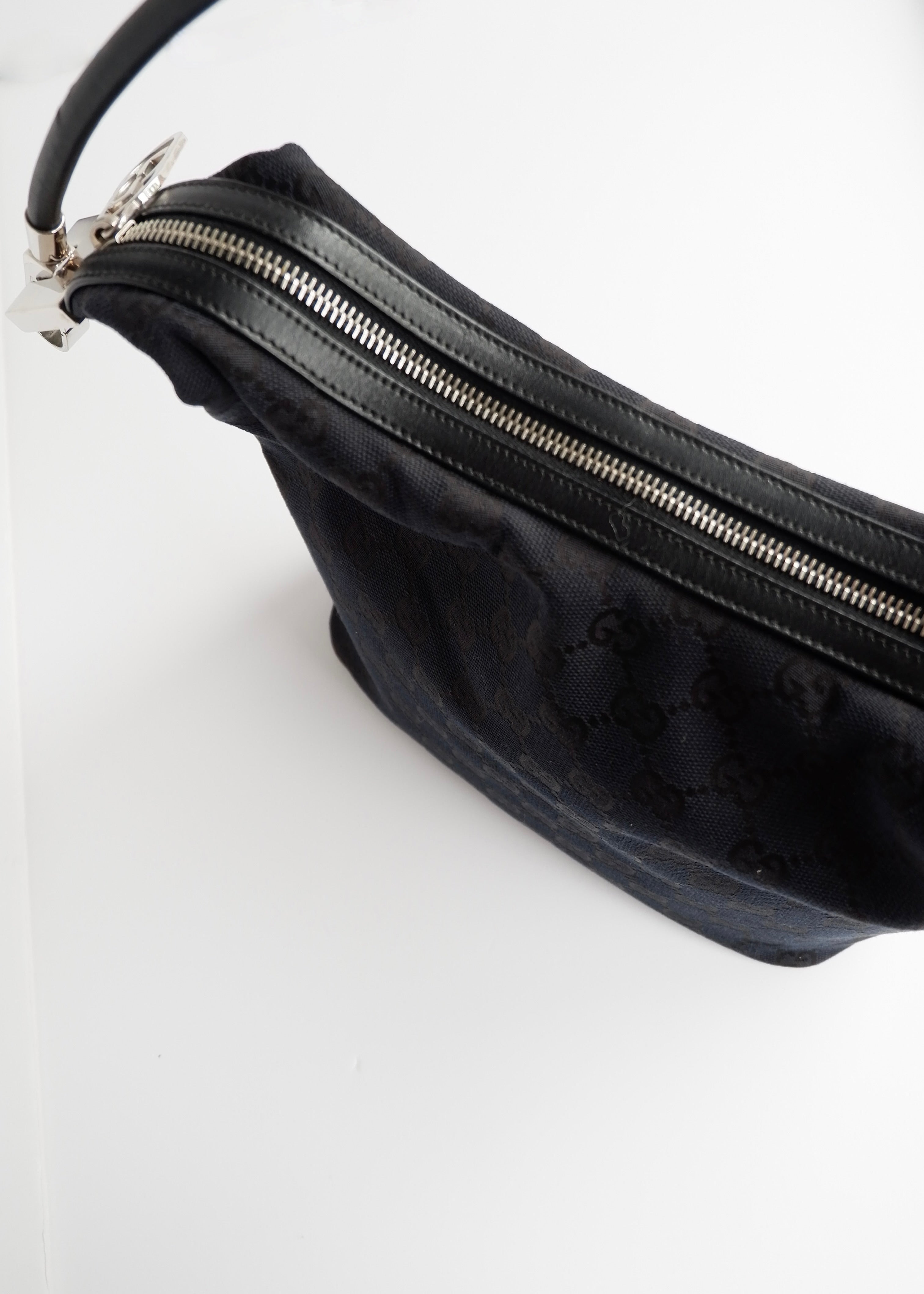Authentic Preowned Gucci Black GG Canvas SHW Shoulder Bag