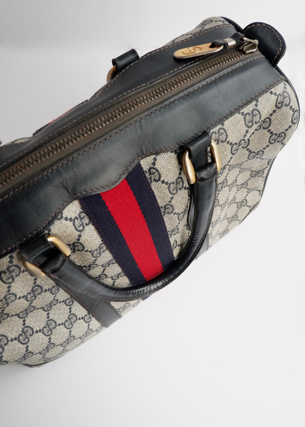 Authentic Preowned Vintage Gucci Navy Boston Bag