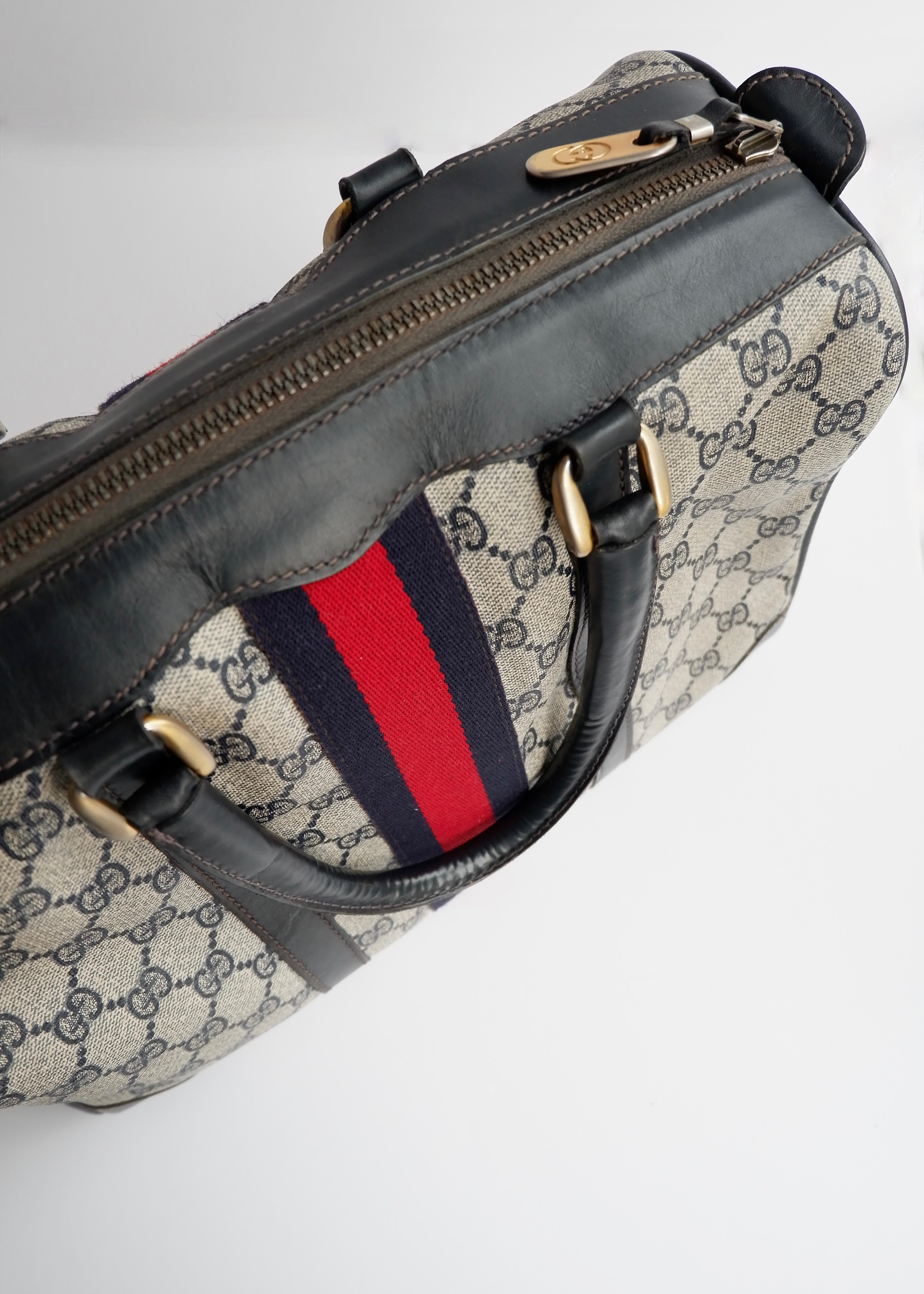 Authentic Preowned Vintage Gucci Navy Boston Bag