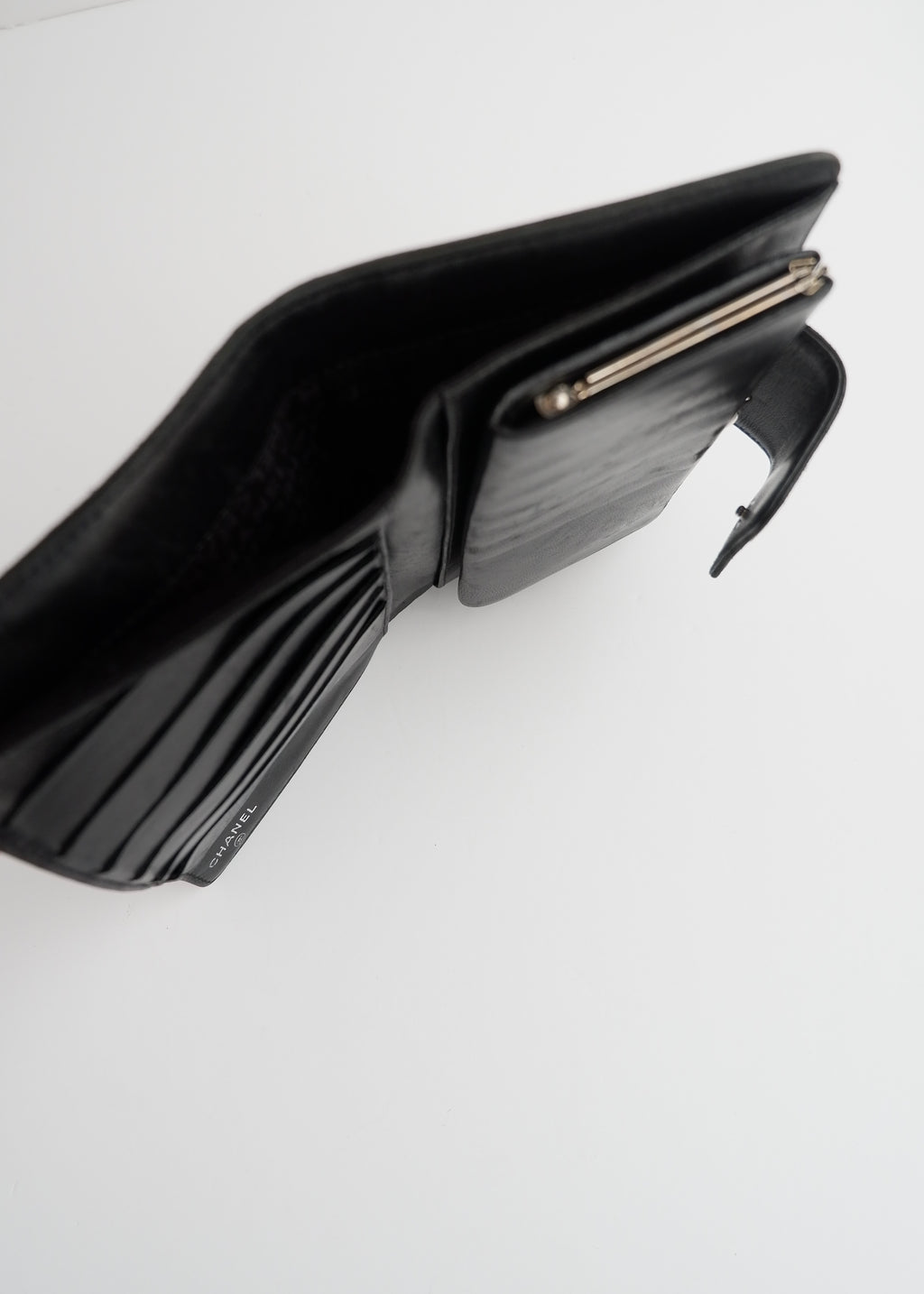 Authentic Preowned Chanel Black Lambskin Long Fold Wallet
