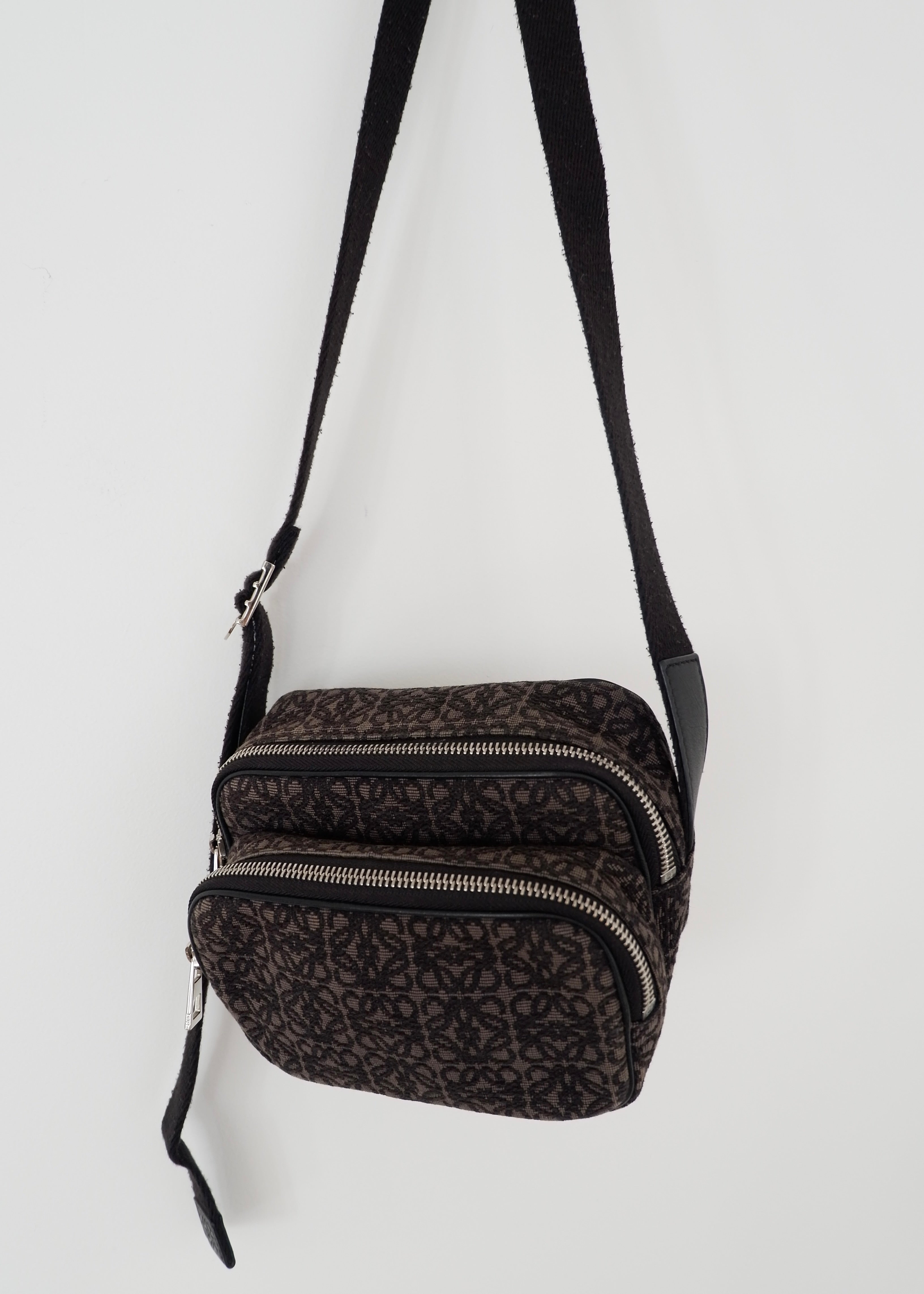 Authentic Preowned Loewe Black Canvas Anagram Crossbody Bag
