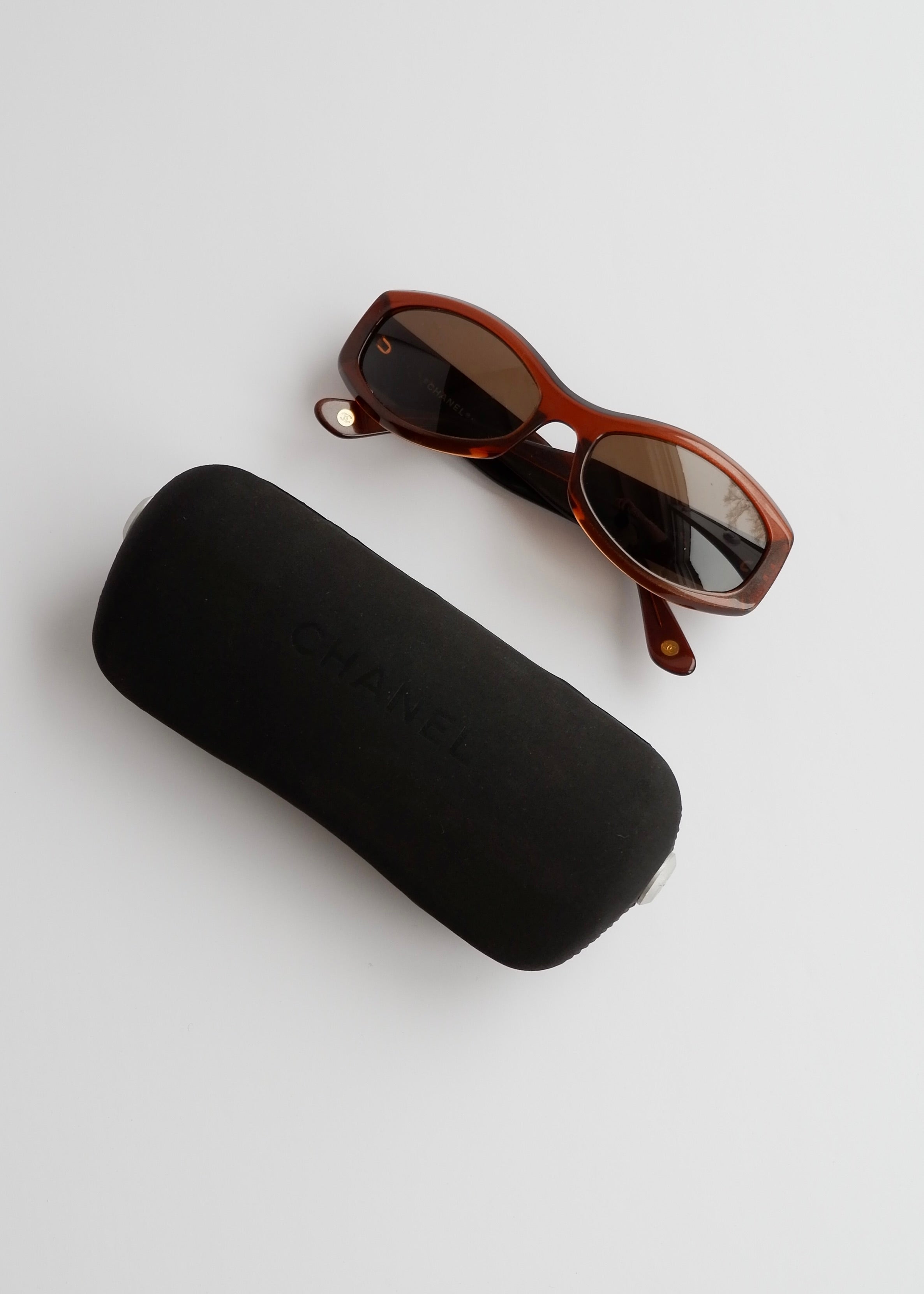 Authentic Preowned Vintage Chanel Brown Square Frame Sunglasses