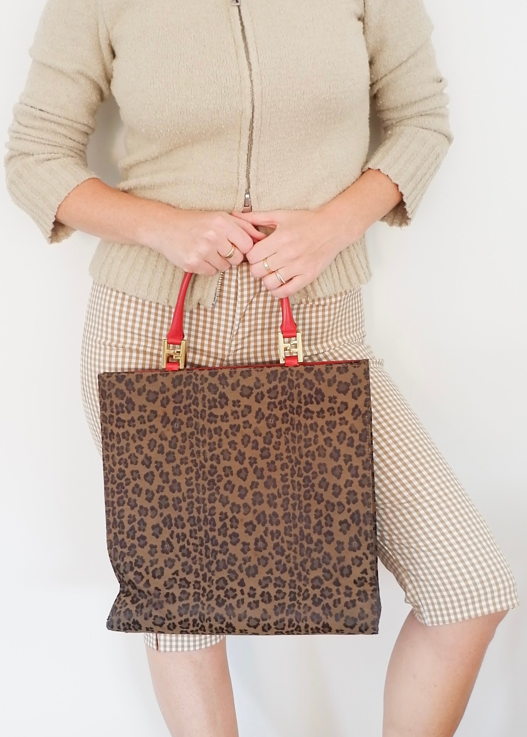 Sac cabas Fendi vintage authentique imprimé animalier