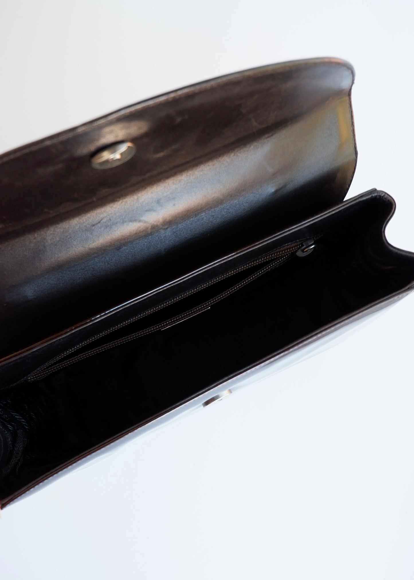 Authentic Preowned Prada Brown Patent Leather Top Handle Bag