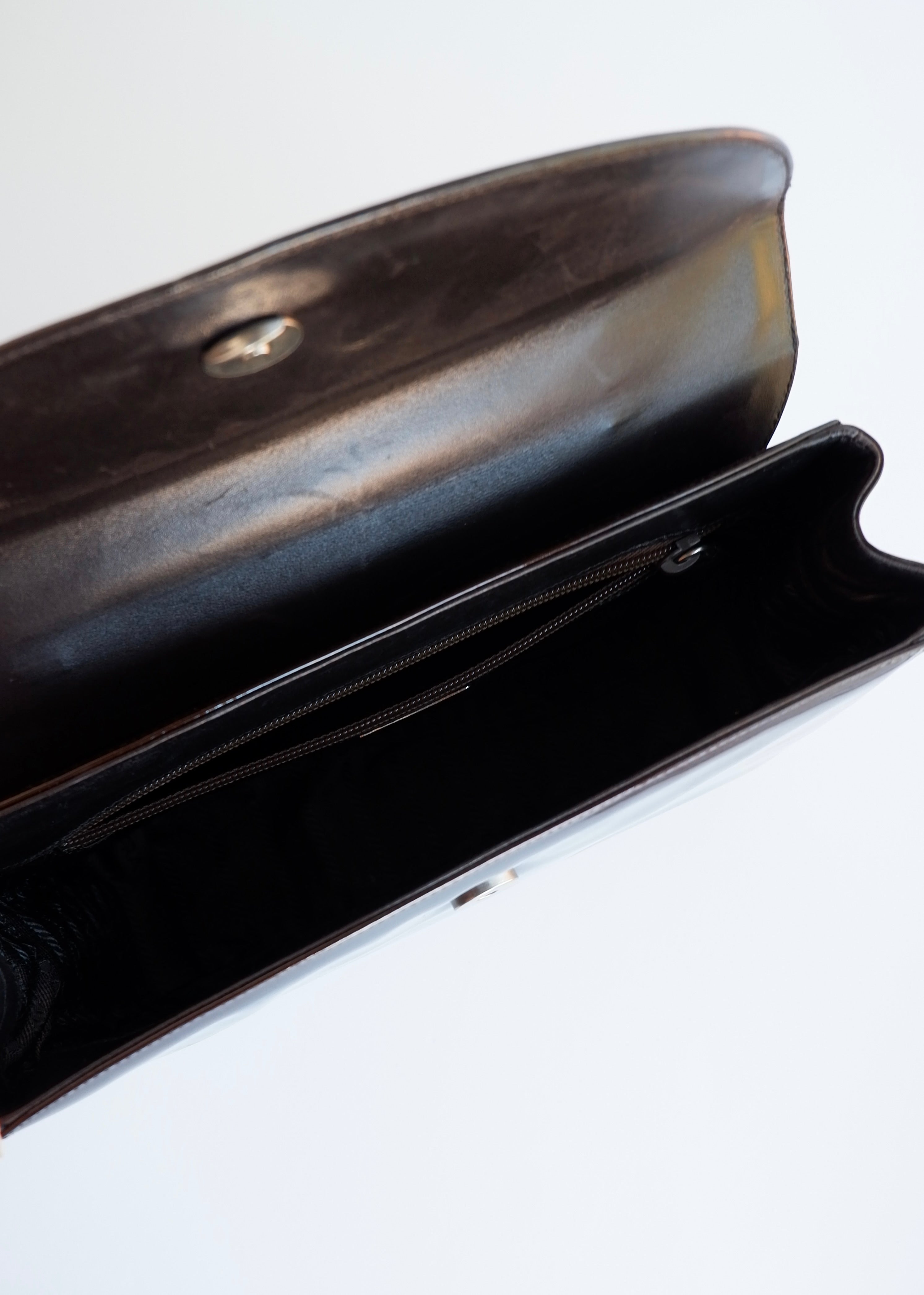 Authentic Preowned Prada Brown Patent Leather Top Handle Bag