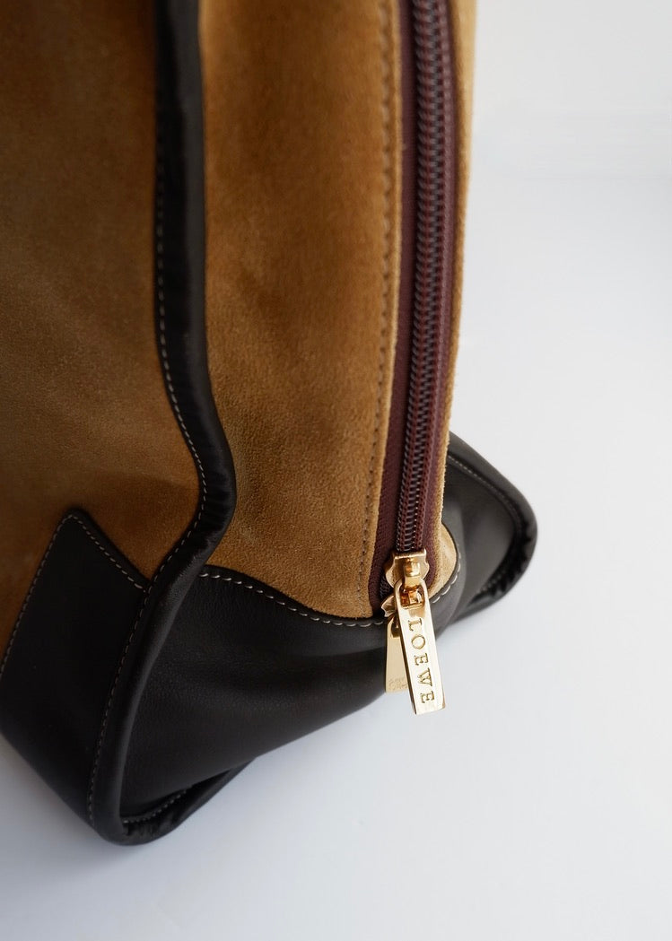 Sac à main Loewe Amazona Grand Modèle en Daim Marron Authentique d'Occasion