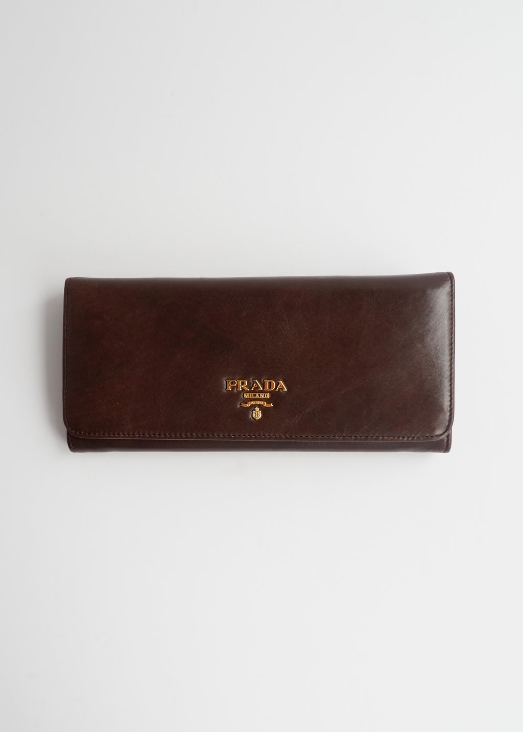 Authentic Preowned Prada Dark Brown Leather Long Wallet