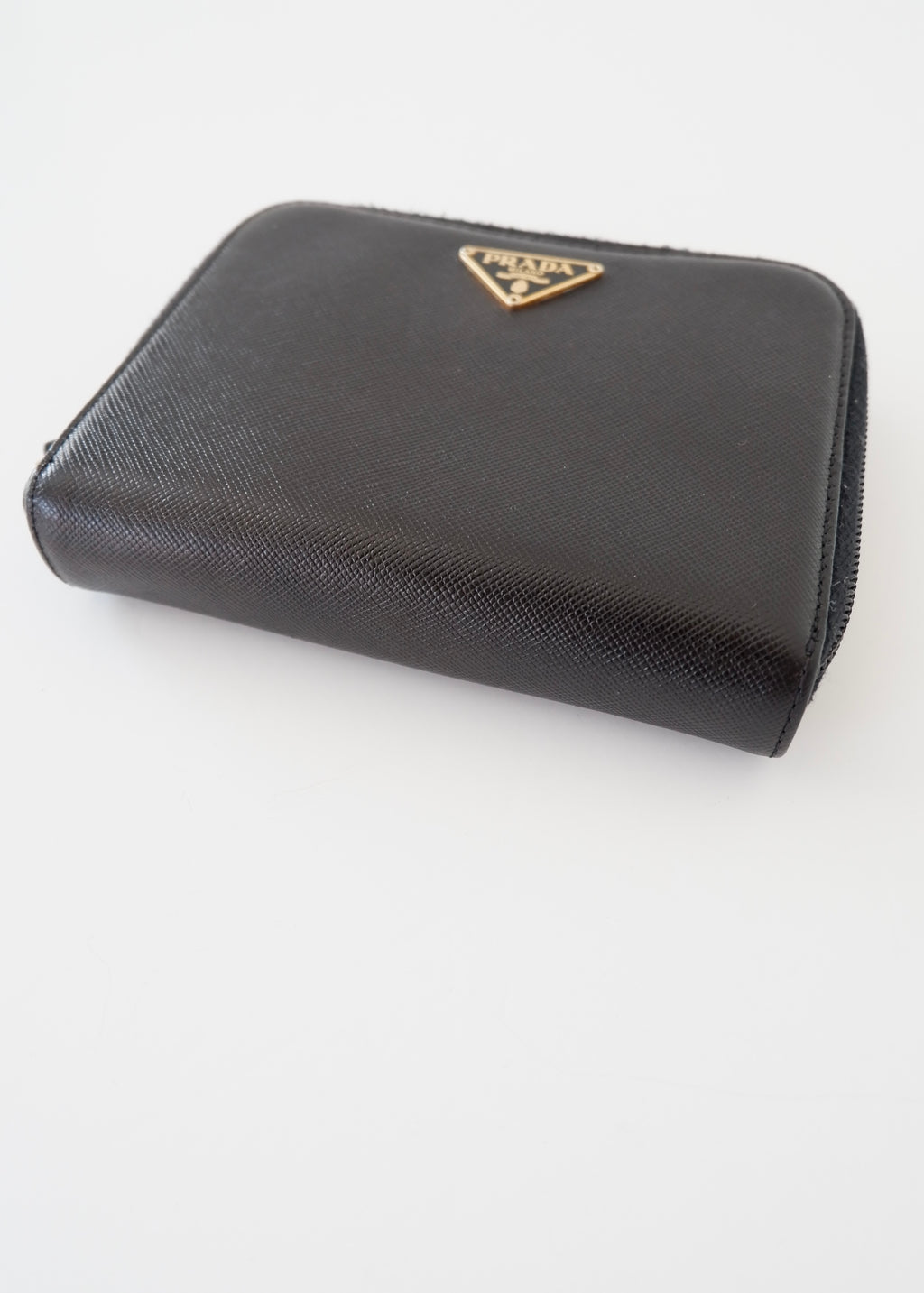 Authentic Preowned Prada Black Saffiano Leather Compact Zip Around Wallet