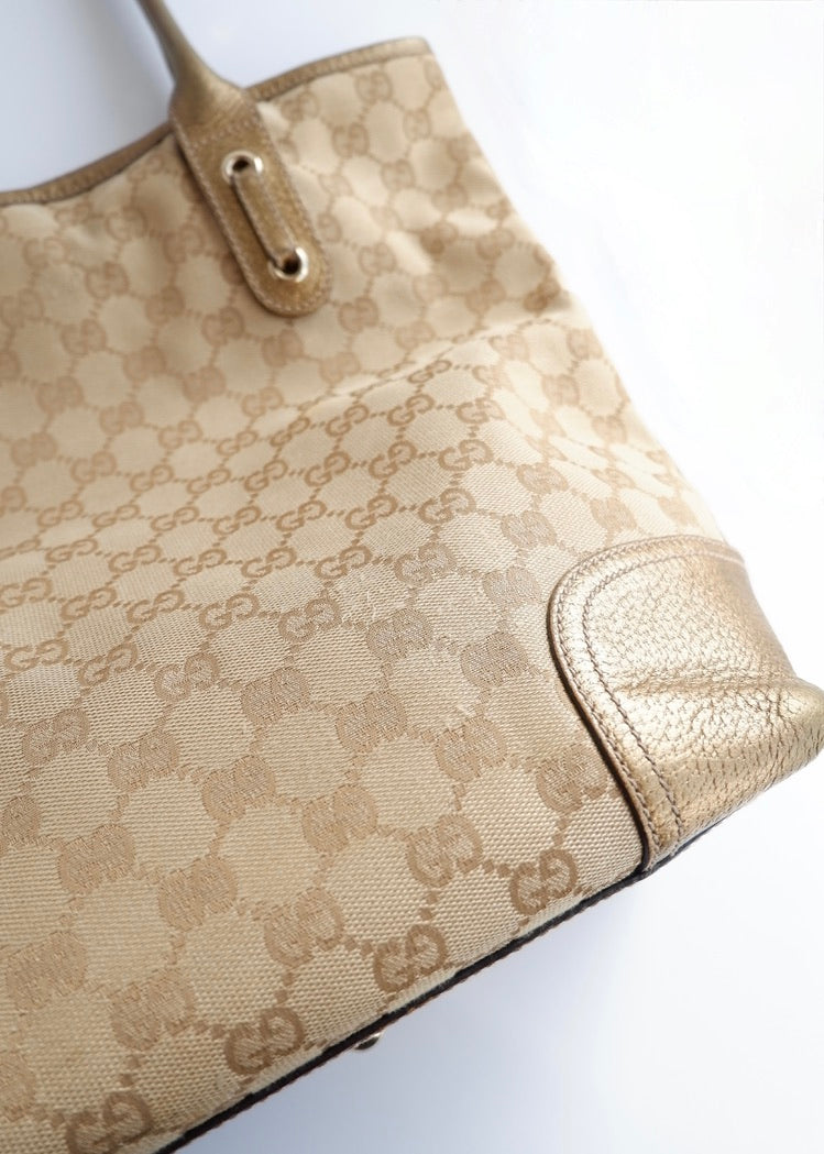 Authentic Preowned Gucci Gold GG Canvas Tote Bag