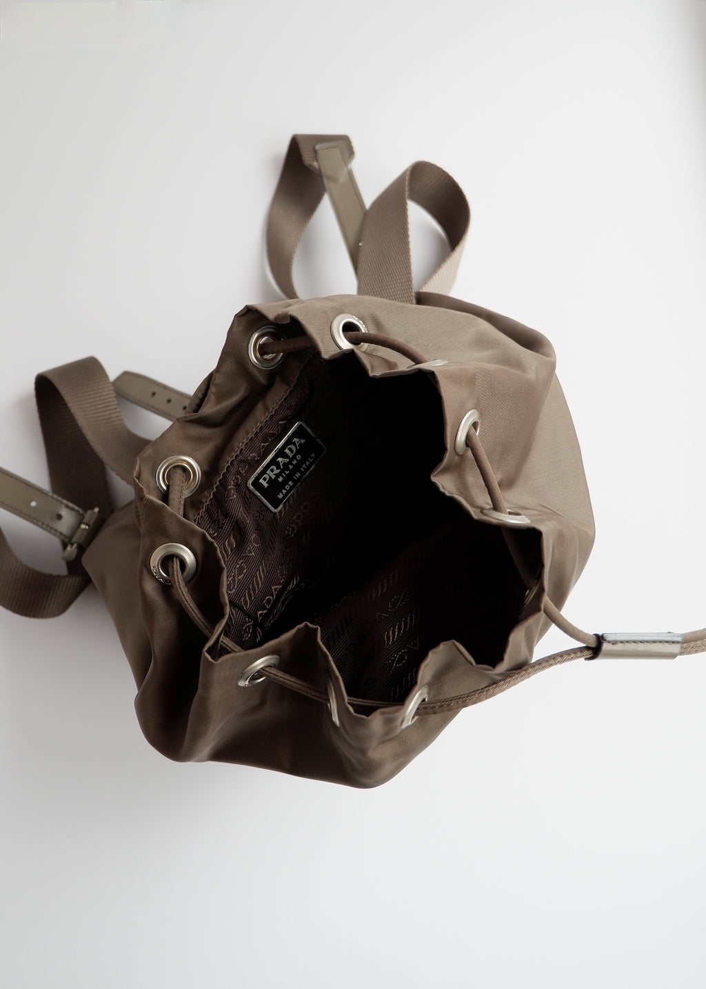 Preowned Prada Khaki Nylon Small Backpack