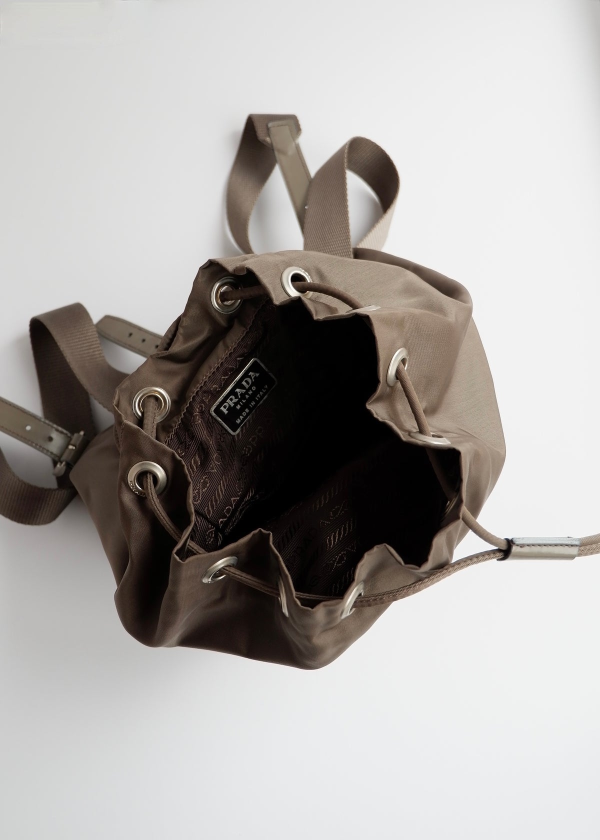 Preowned Prada Khaki Nylon Small Backpack