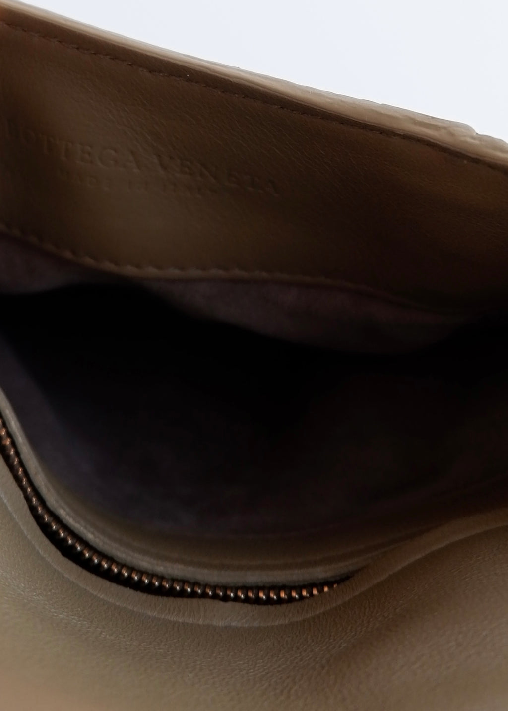 Sac à main en cuir embossé marron/beige Bottega Veneta d'occasion authentique