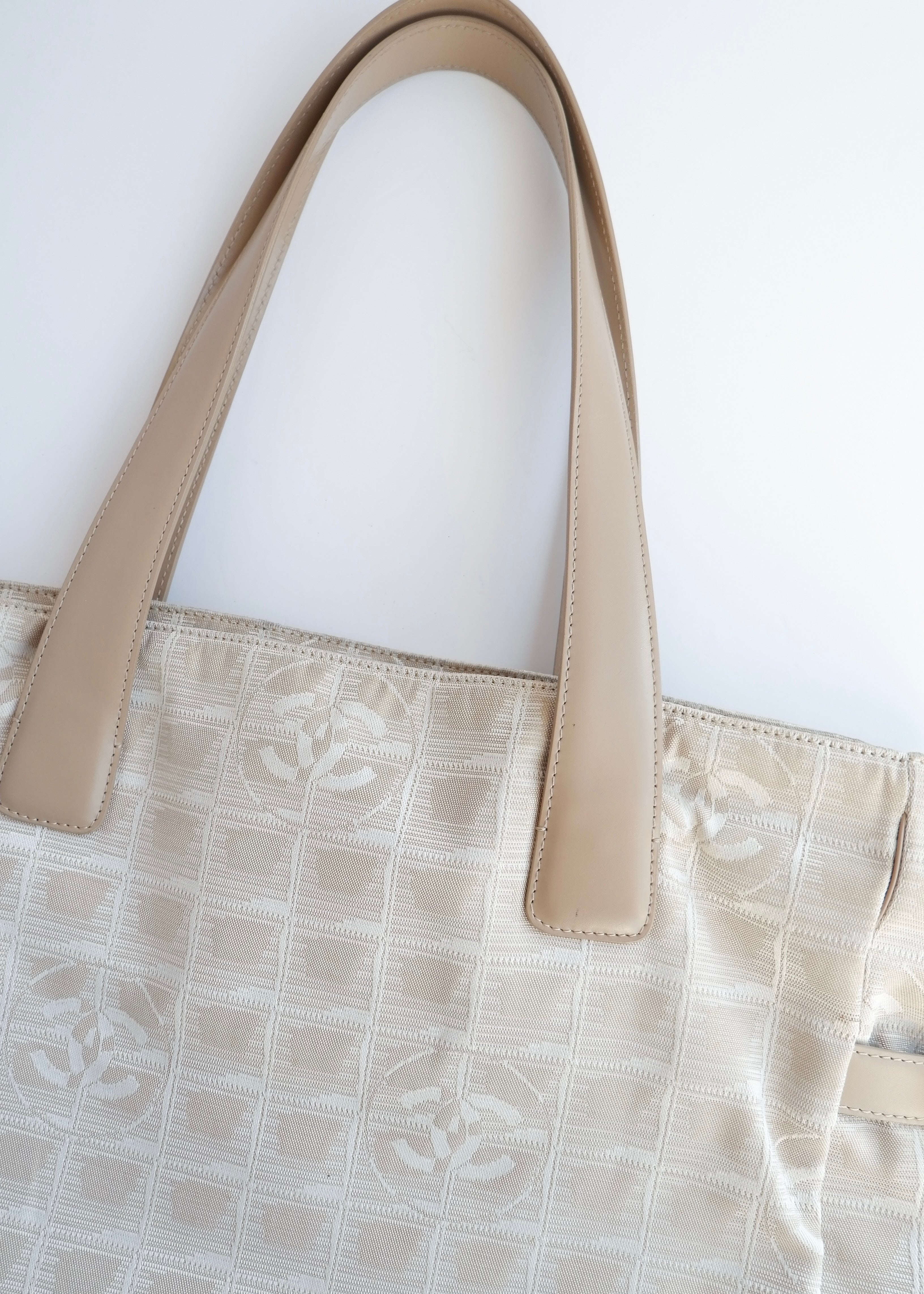 Authentic Preowned Chanel Beige Canvas New Travel Line Tote Bag