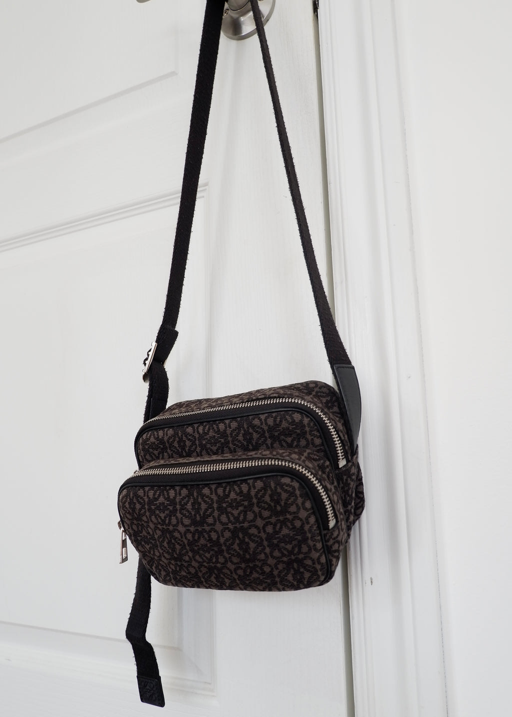 Authentic Preowned Loewe Black Canvas Anagram Crossbody Bag