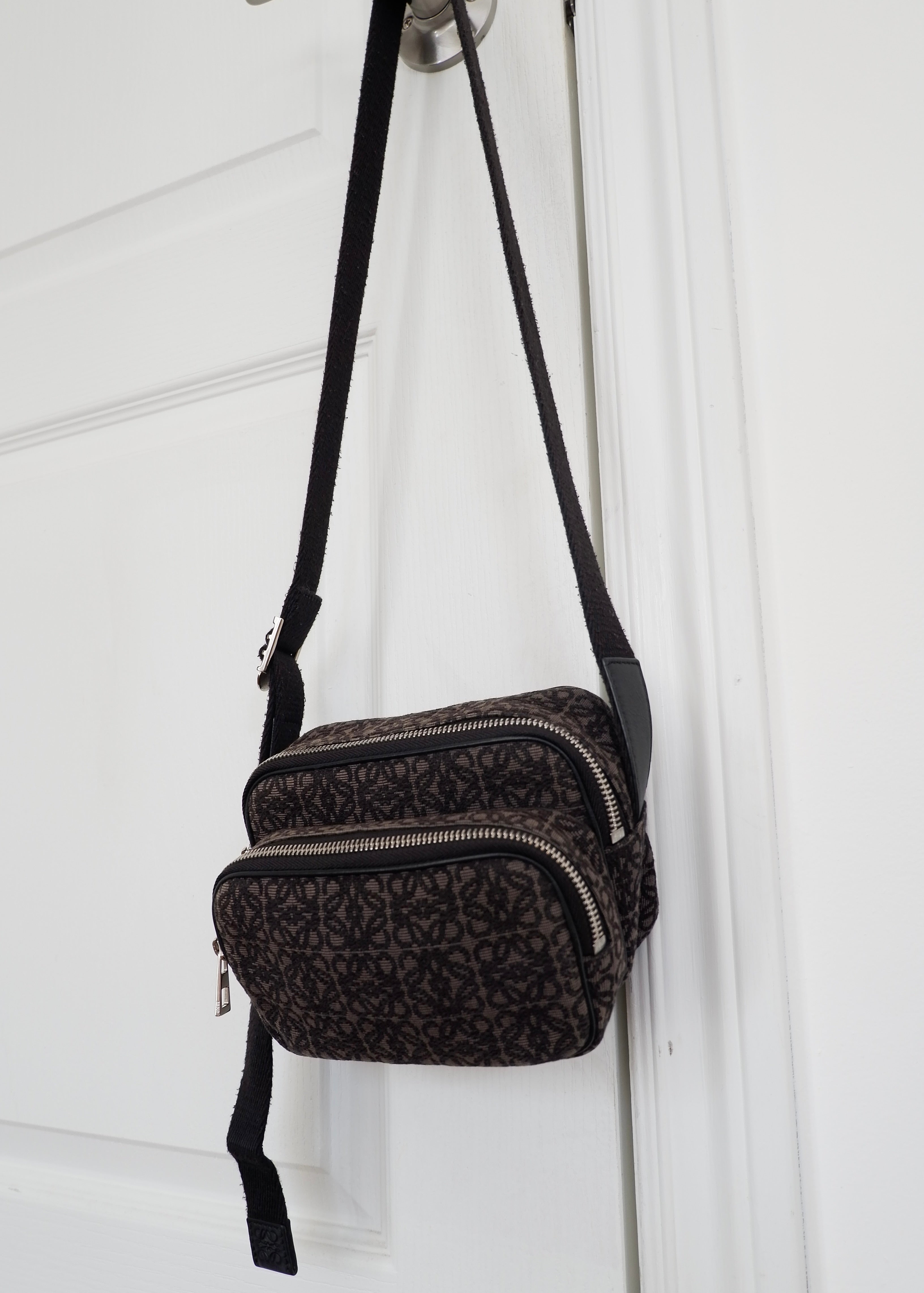 Authentic Preowned Loewe Black Canvas Anagram Crossbody Bag