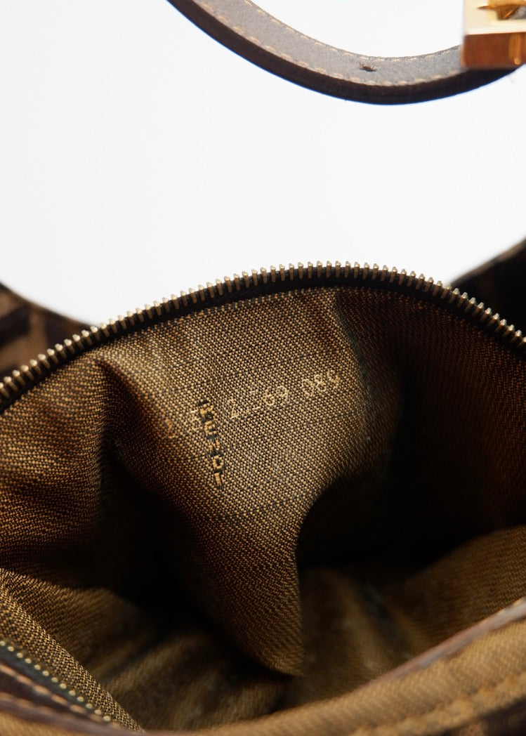 Authentic Preowned Fendi Brown Canvas Zucca Hobo Shoulder Bag