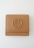 Authentic Preowned Gucci Beige Leather Bi - Fold Wallet