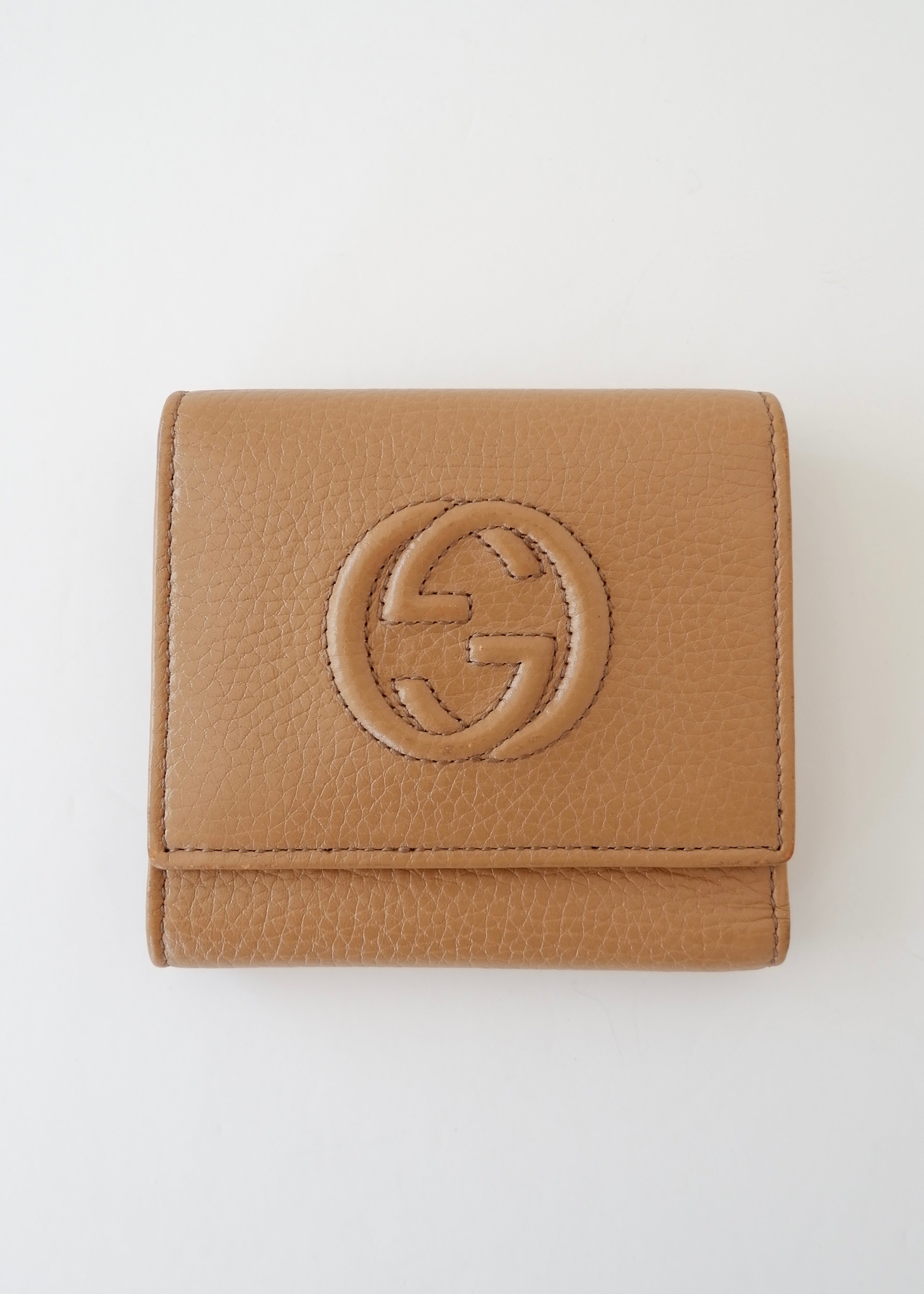 Authentic Preowned Gucci Beige Leather Bi - Fold Wallet