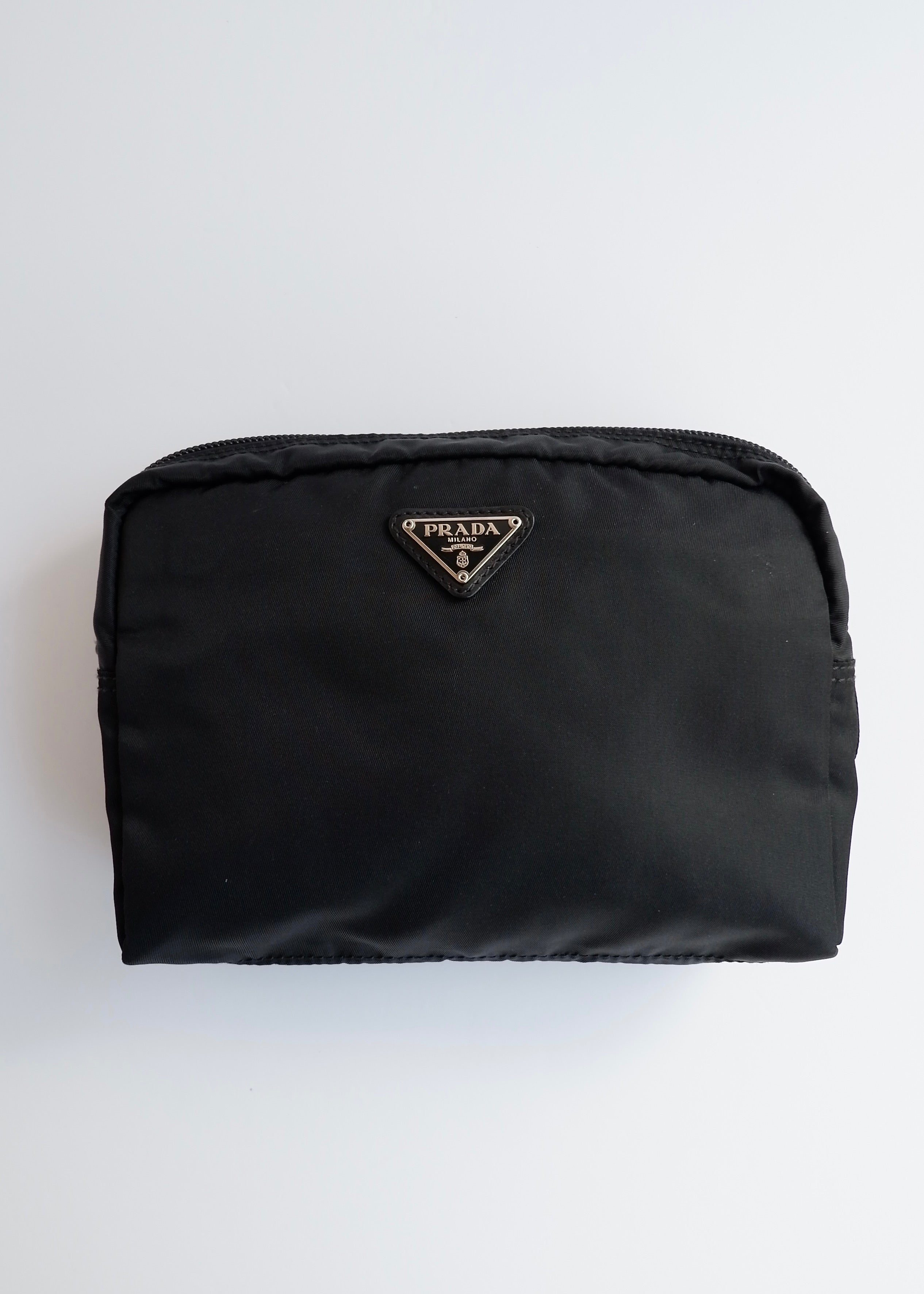 Pochette Prada authentique d'occasion en nylon noir