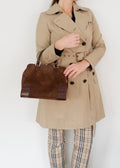 Sac à main Loewe authentique d'occasion en daim marron