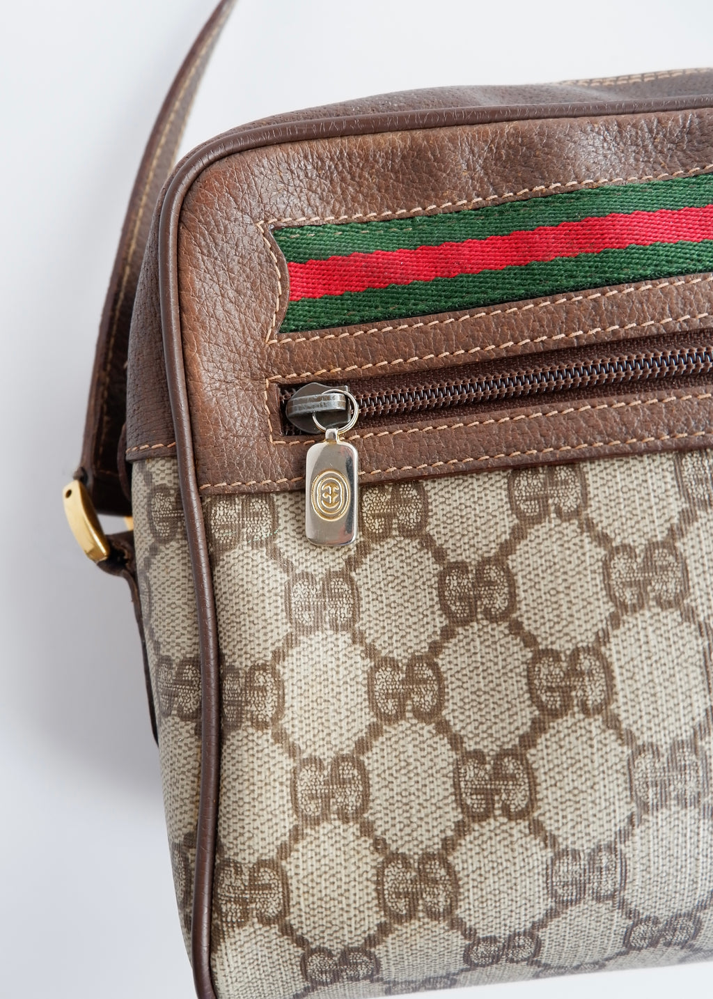 Authentic Preowned Vintage Gucci Brown GG Coated Canvas Crossbody Bag