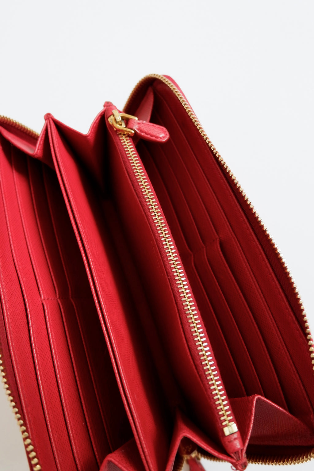 Authentic Preowned Prada Red Saffiano Leather Zip Around Wallet