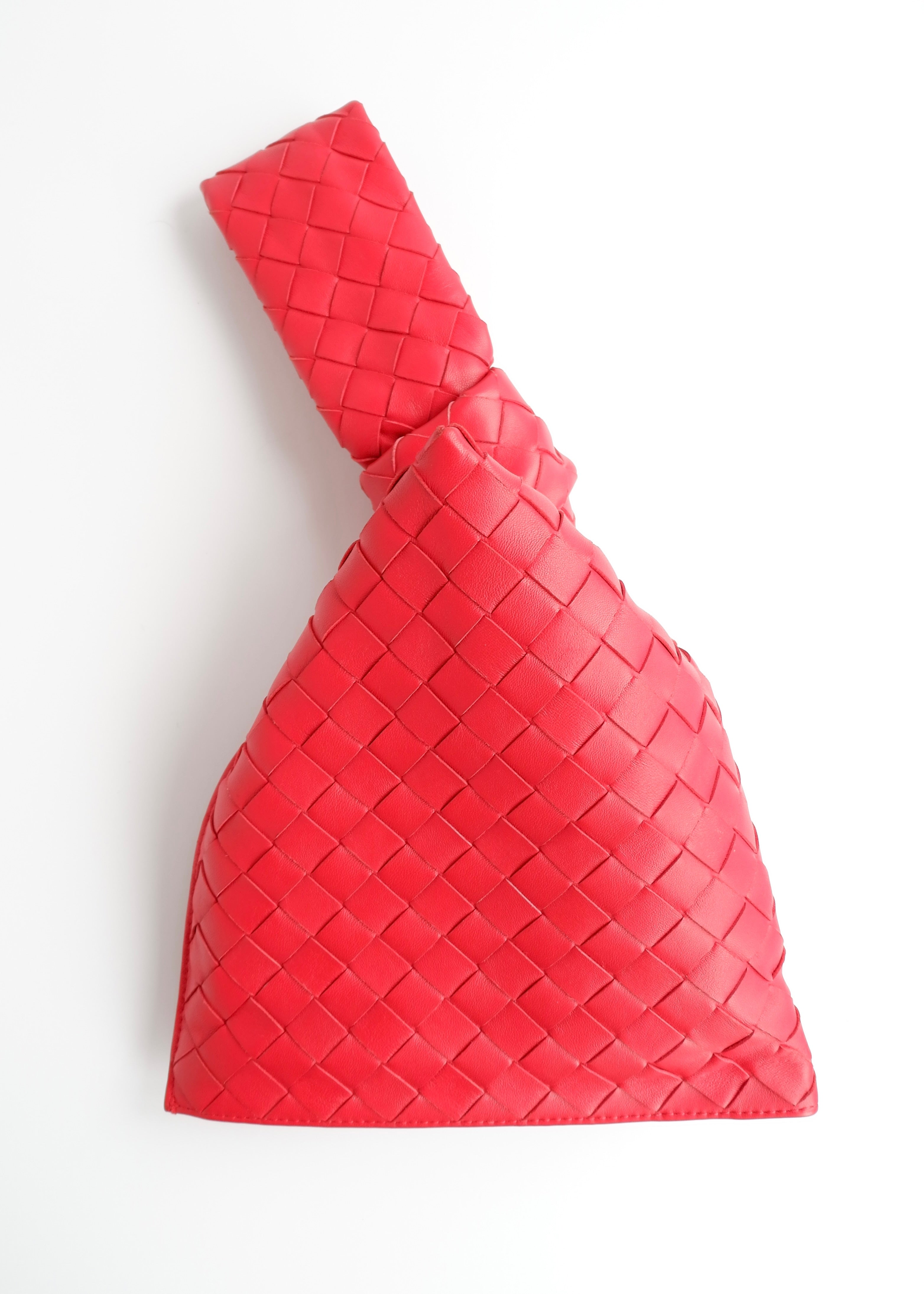 Authentic Preowned Bottega Veneta Red Woven Leather The Twist Bag