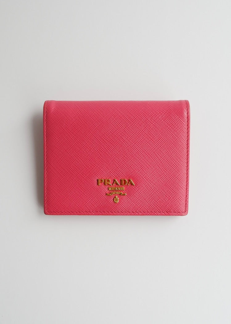 Authentic Preowned Prada Bright Pink Saffiano Leather Bi Fold Wallet