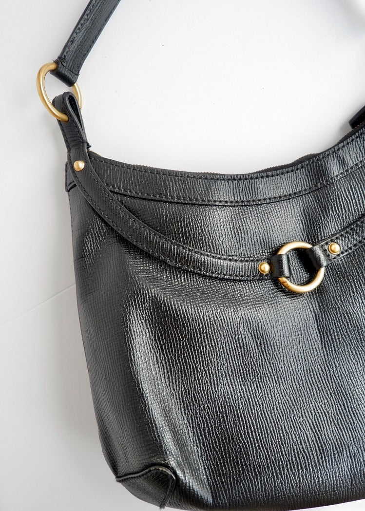 Sac à bandoulière Gucci d'occasion authentique en cuir noir avec mors