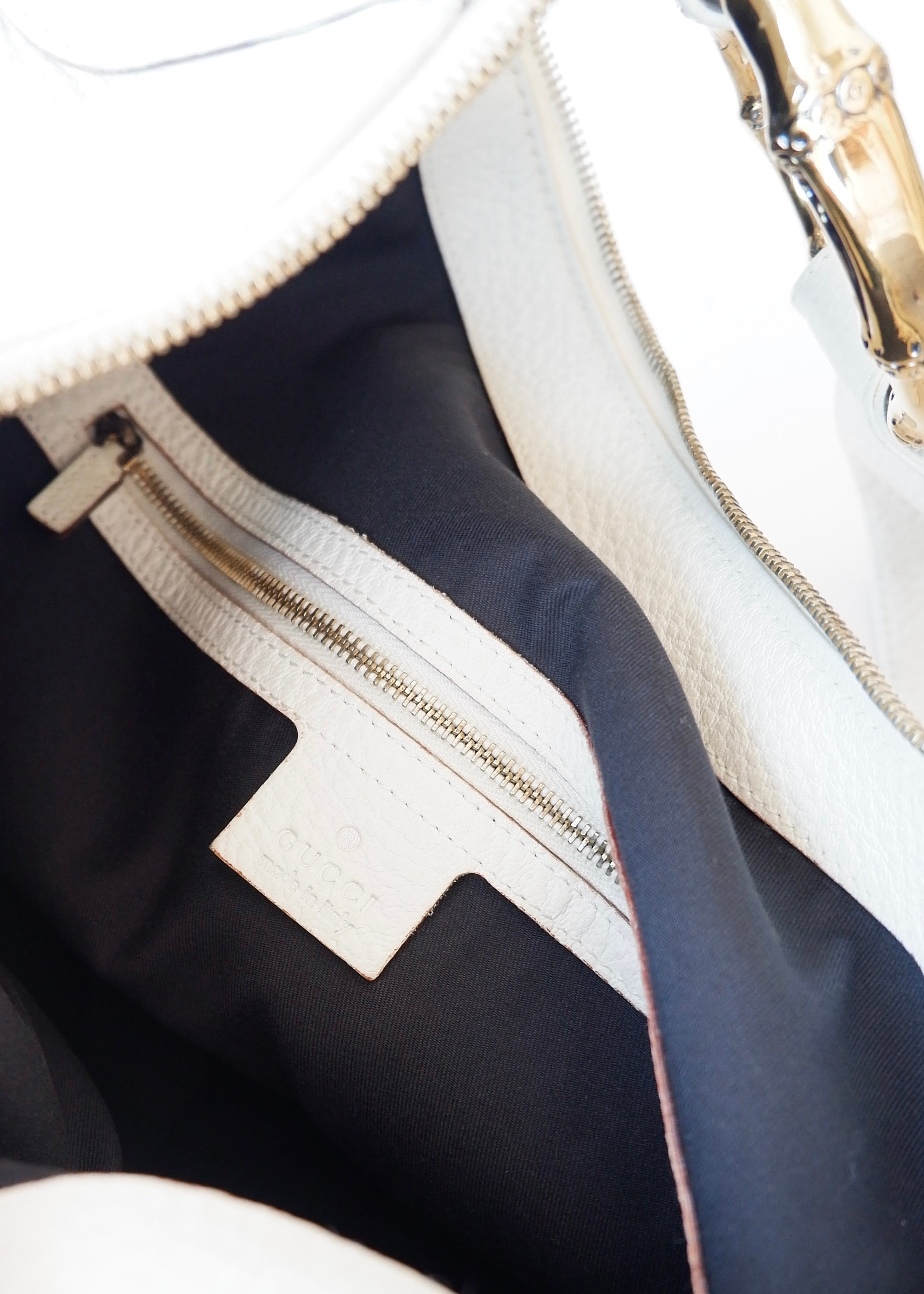Preowned Gucci White Leather Sherry Line Hobo Shoulder Bag