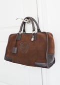 Authentique Sac à main vintage Loewe Amazona en daim et cuir marron pré-adoré