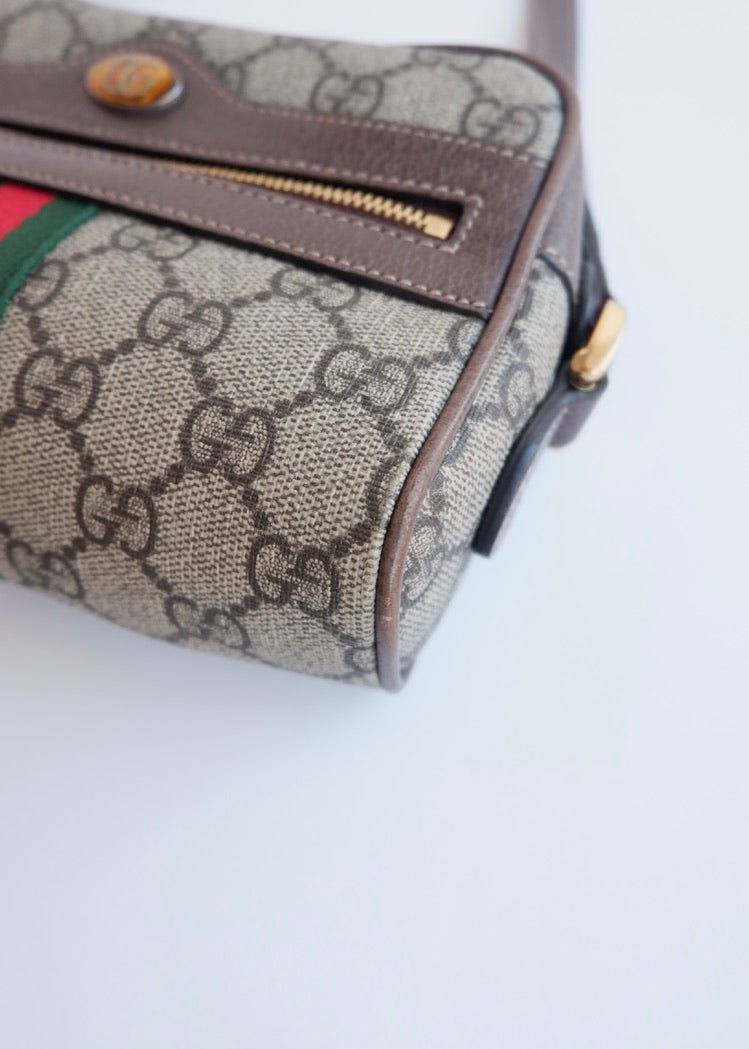 Authentique Sac bandoulière mini Ophidia Gucci en toile GG marron d'occasion