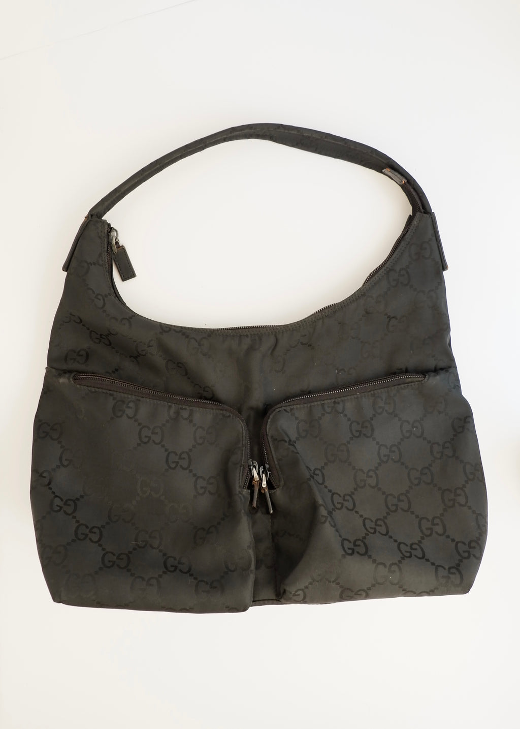 Authentique Sac à bandoulière Gucci en toile GG noire d'occasion