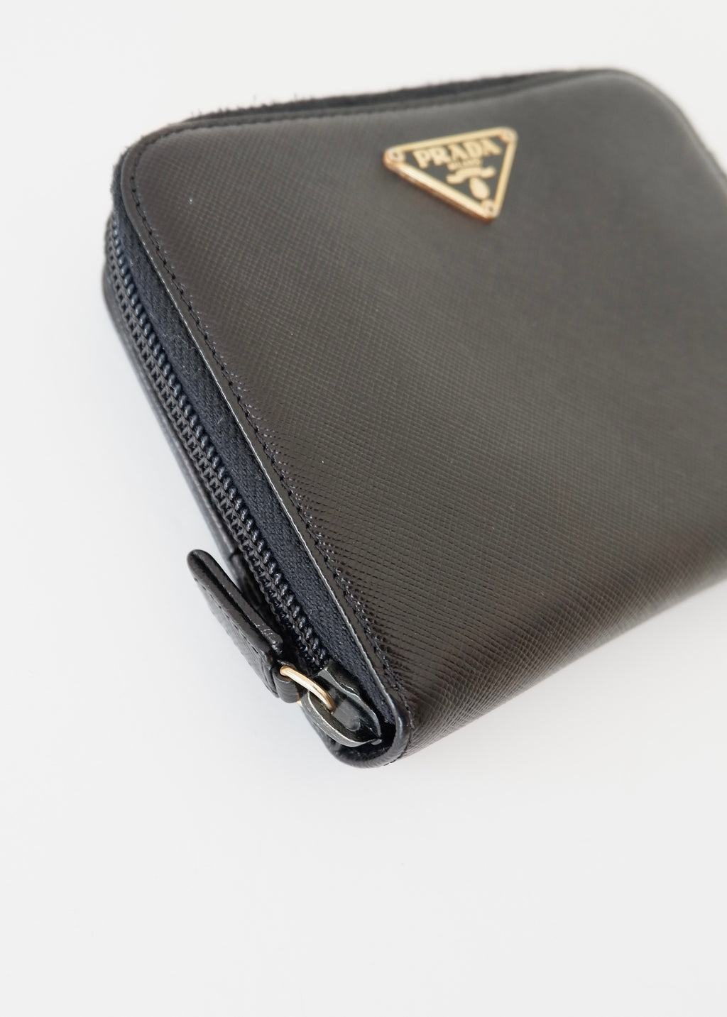 Authentic Preowned Prada Black Saffiano Leather Compact Zip Around Wallet
