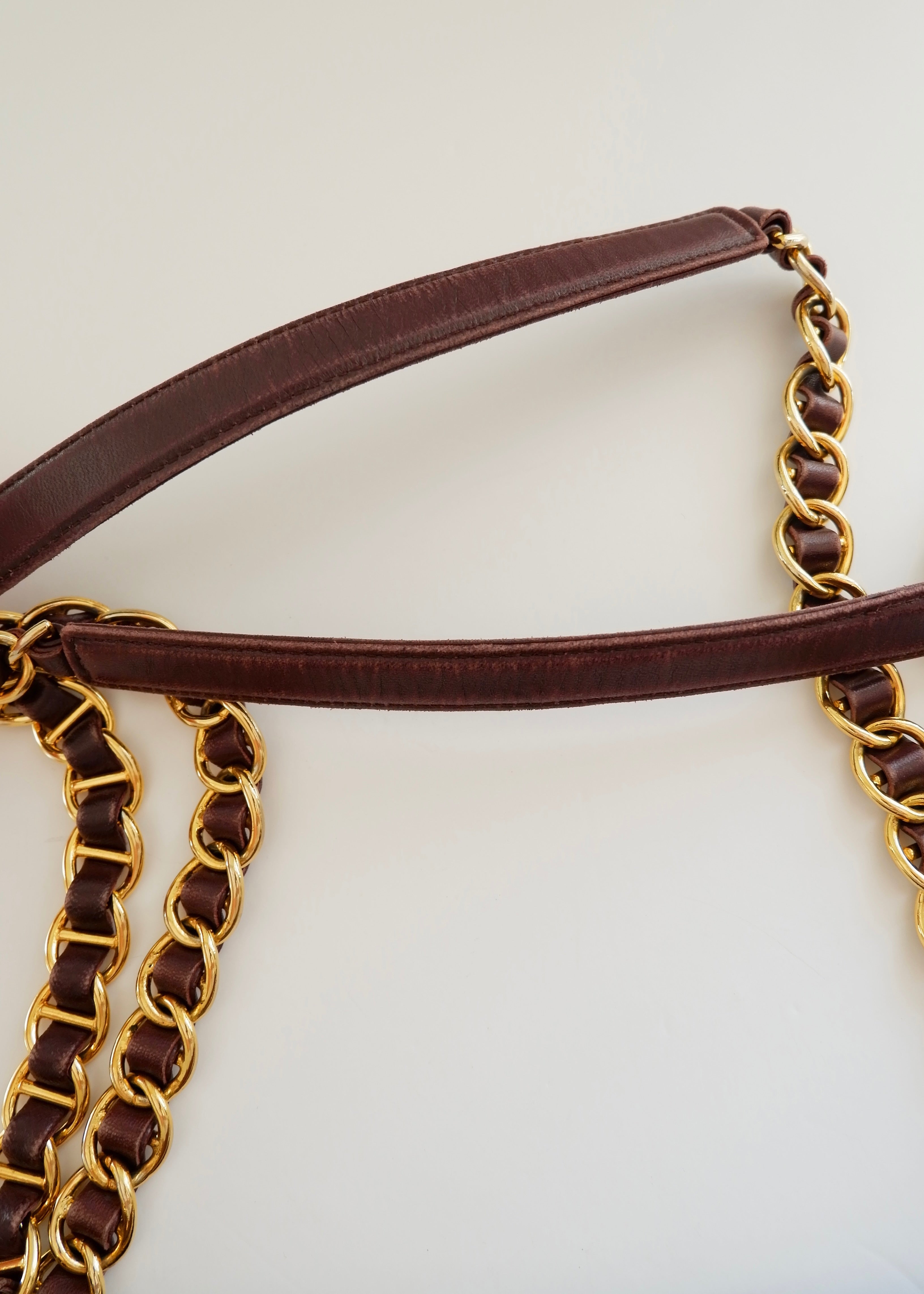 Preowned Prada Burgundy Nylon Chain Shoulder Tote