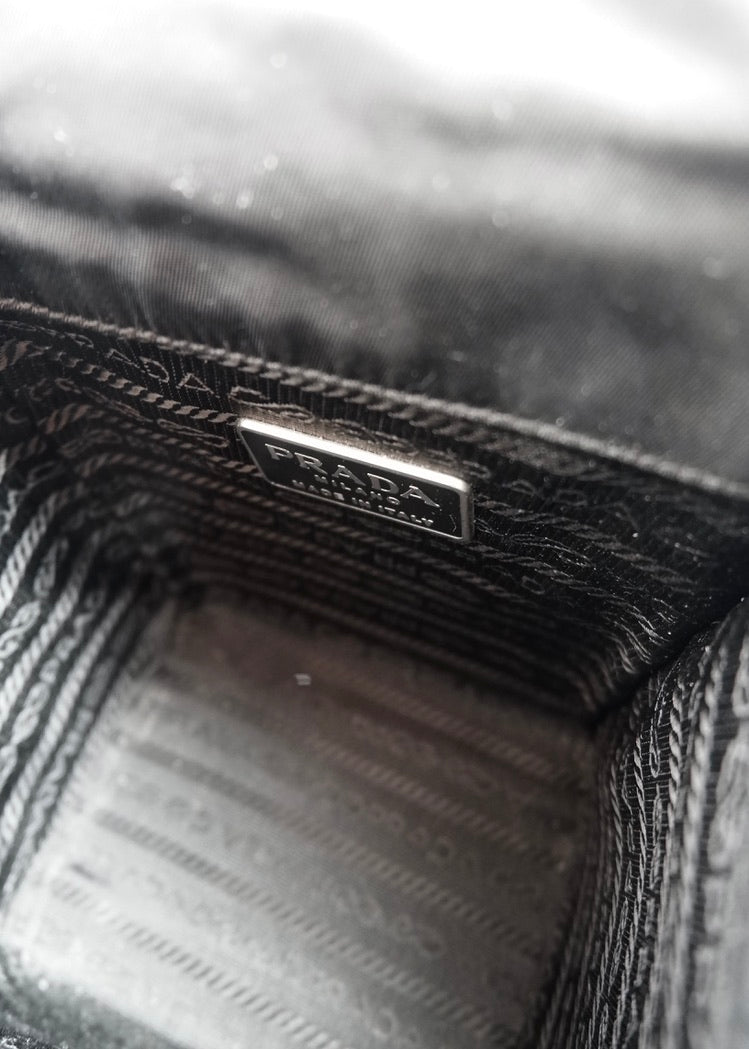 Authentic Preowned Prada Black Patent Leather/Nylon Top Handle Bag
