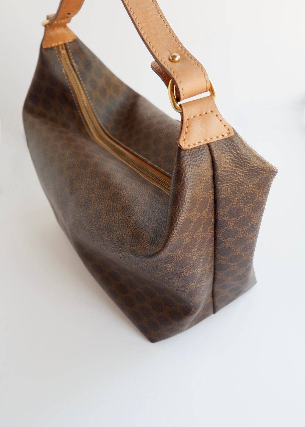 Preowned Vintage Celine Brown Macadam Print Shoulder Bag