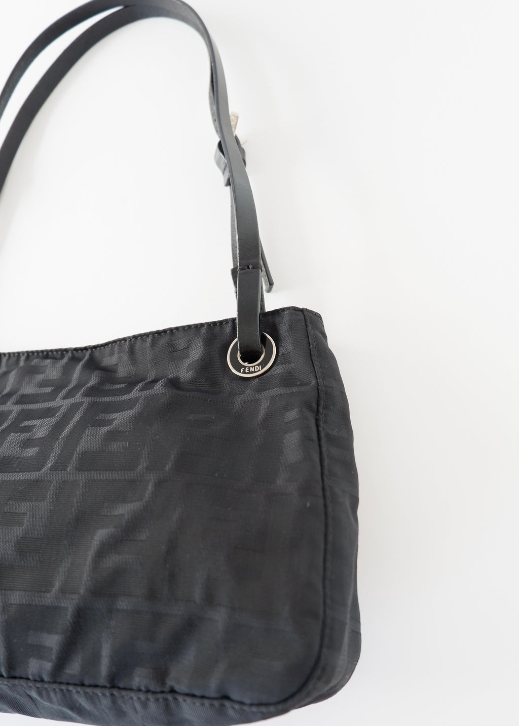 Authentic Preowned Fendi Black Zucca Canvas Shoulder Bag