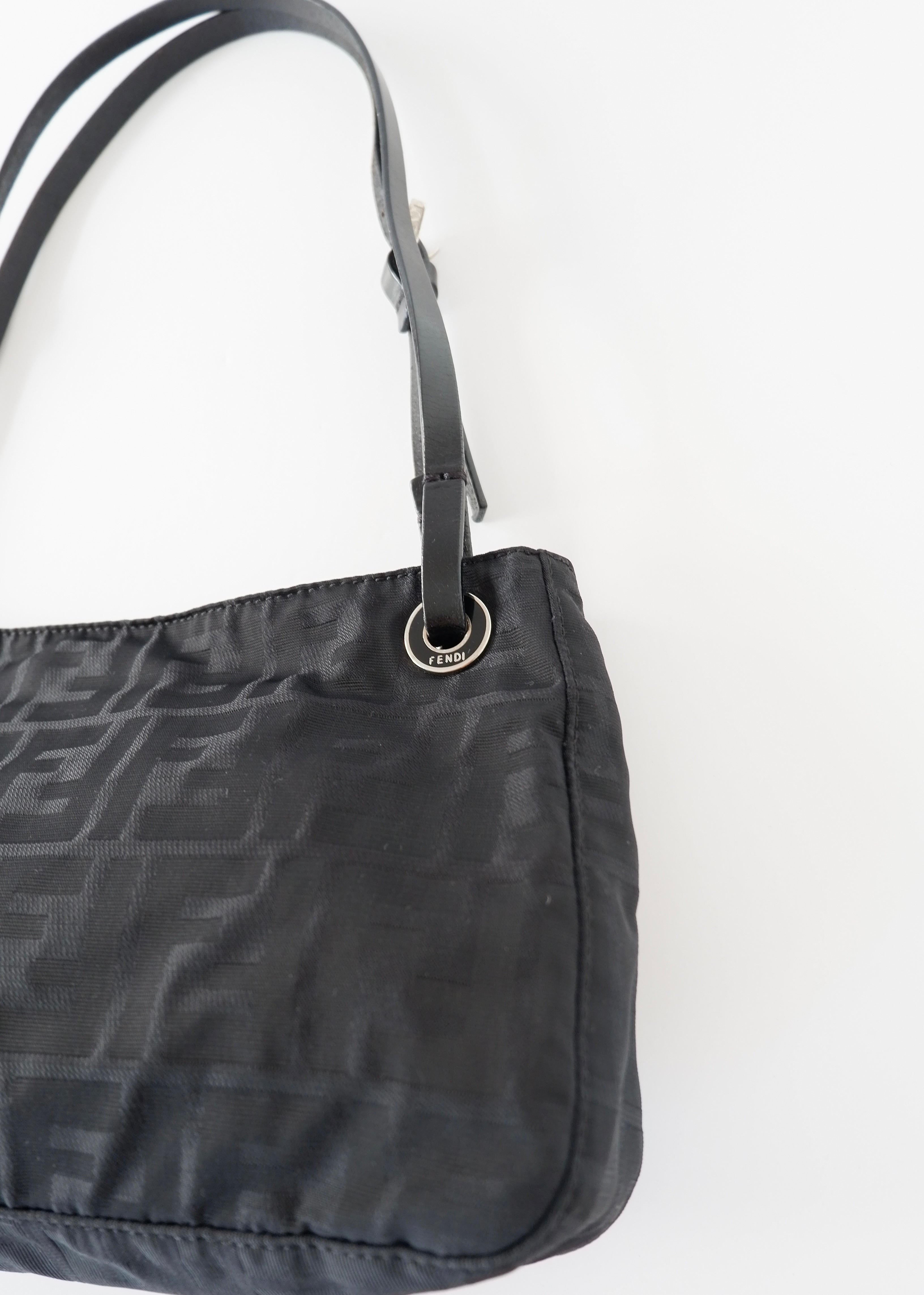 Authentic Preowned Fendi Black Zucca Canvas Shoulder Bag