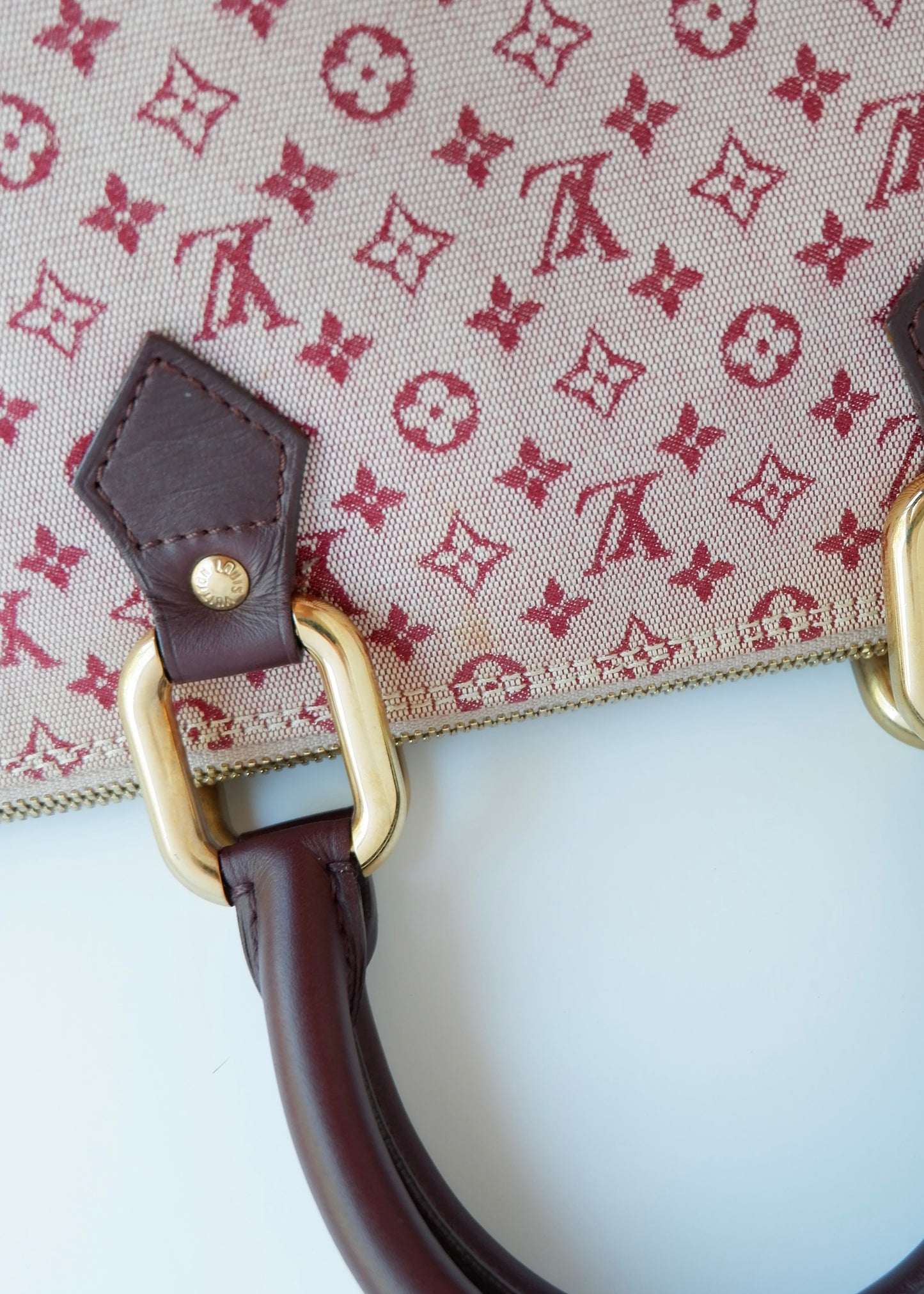 Authentic Preowned Louis Vuitton Burgundy Mini Lin Long Alma