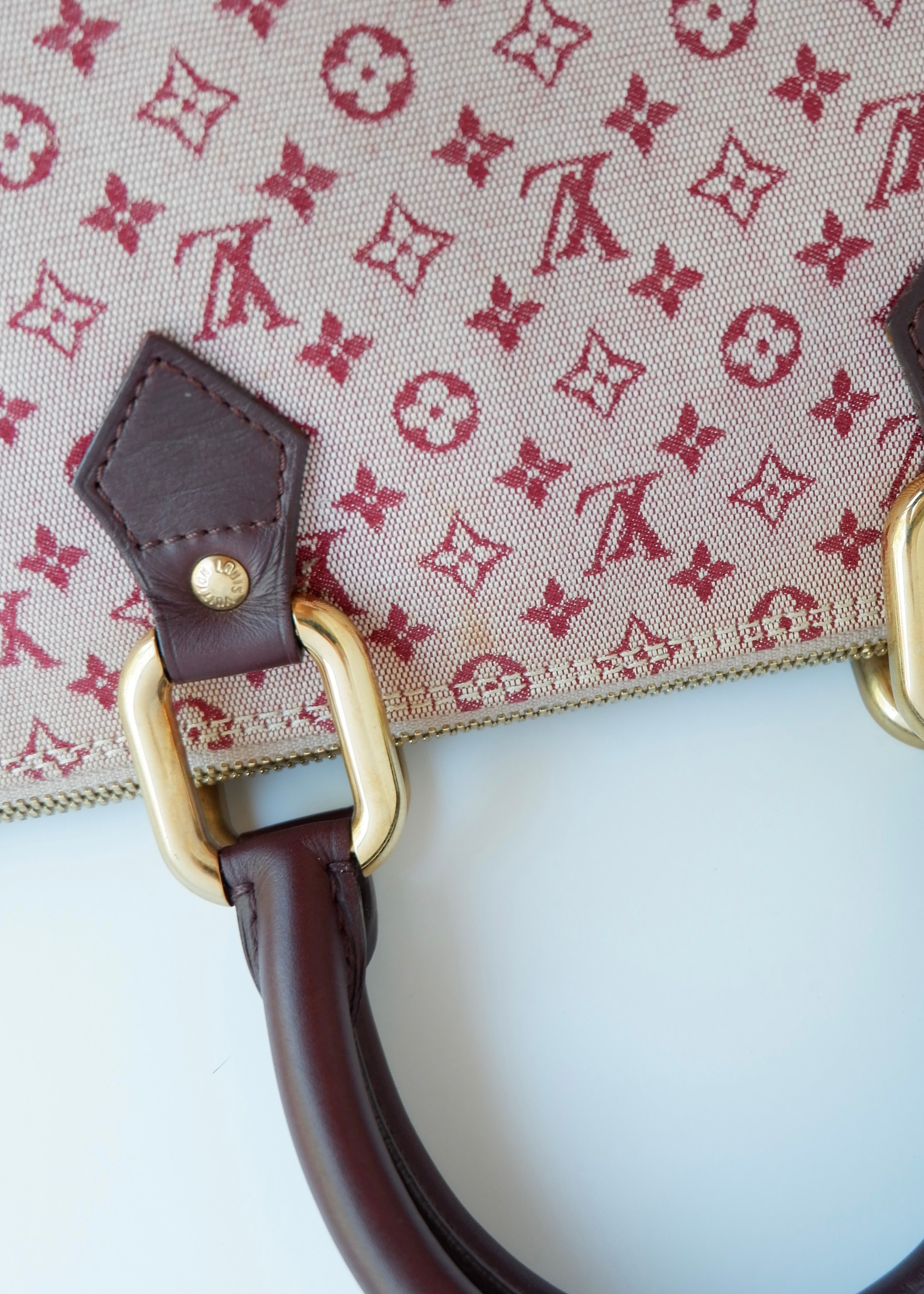 Authentic Preowned Louis Vuitton Burgundy Mini Lin Long Alma