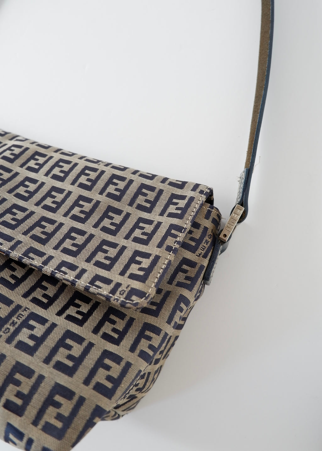 Authentic Preowned Vintage Fendi Navy Blue Zucchino Shoulder Bag