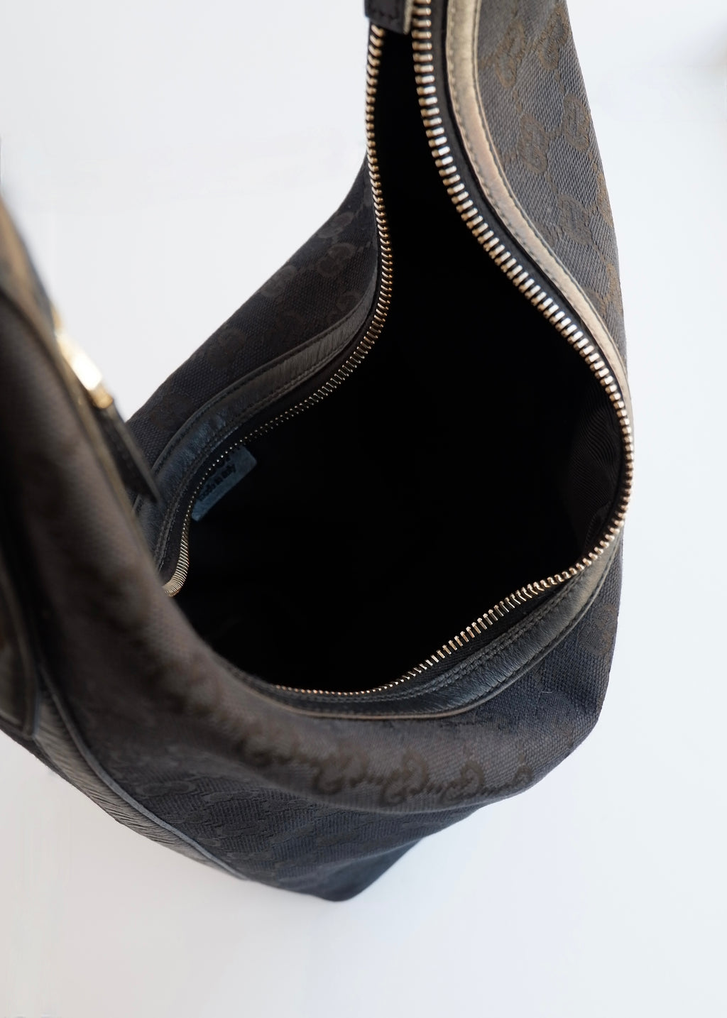 Authentic Preowned Gucci Black GG Canvas/ Leather Hobo Shoulder Bag