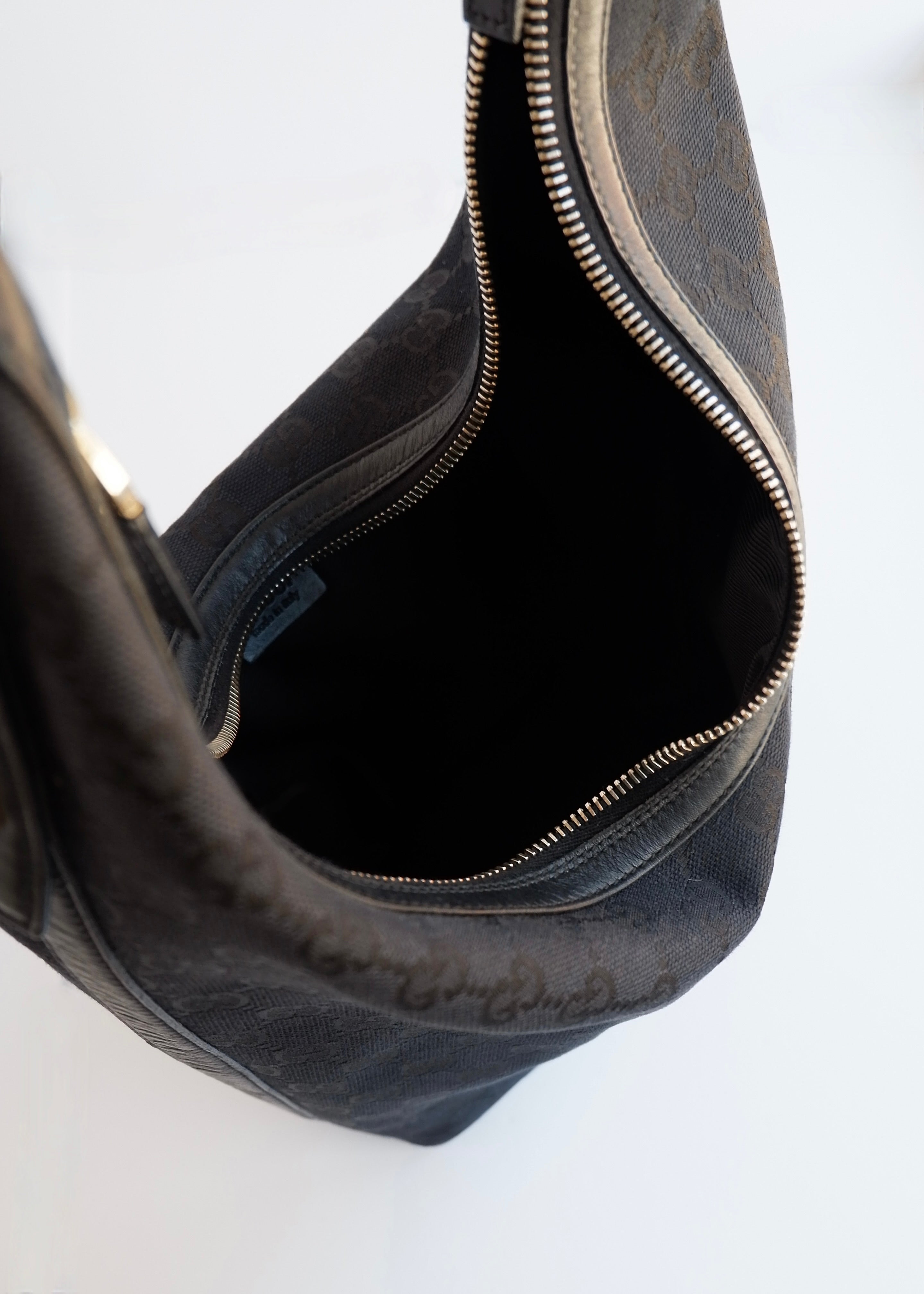 Authentic Preowned Gucci Black GG Canvas/ Leather Hobo Shoulder Bag