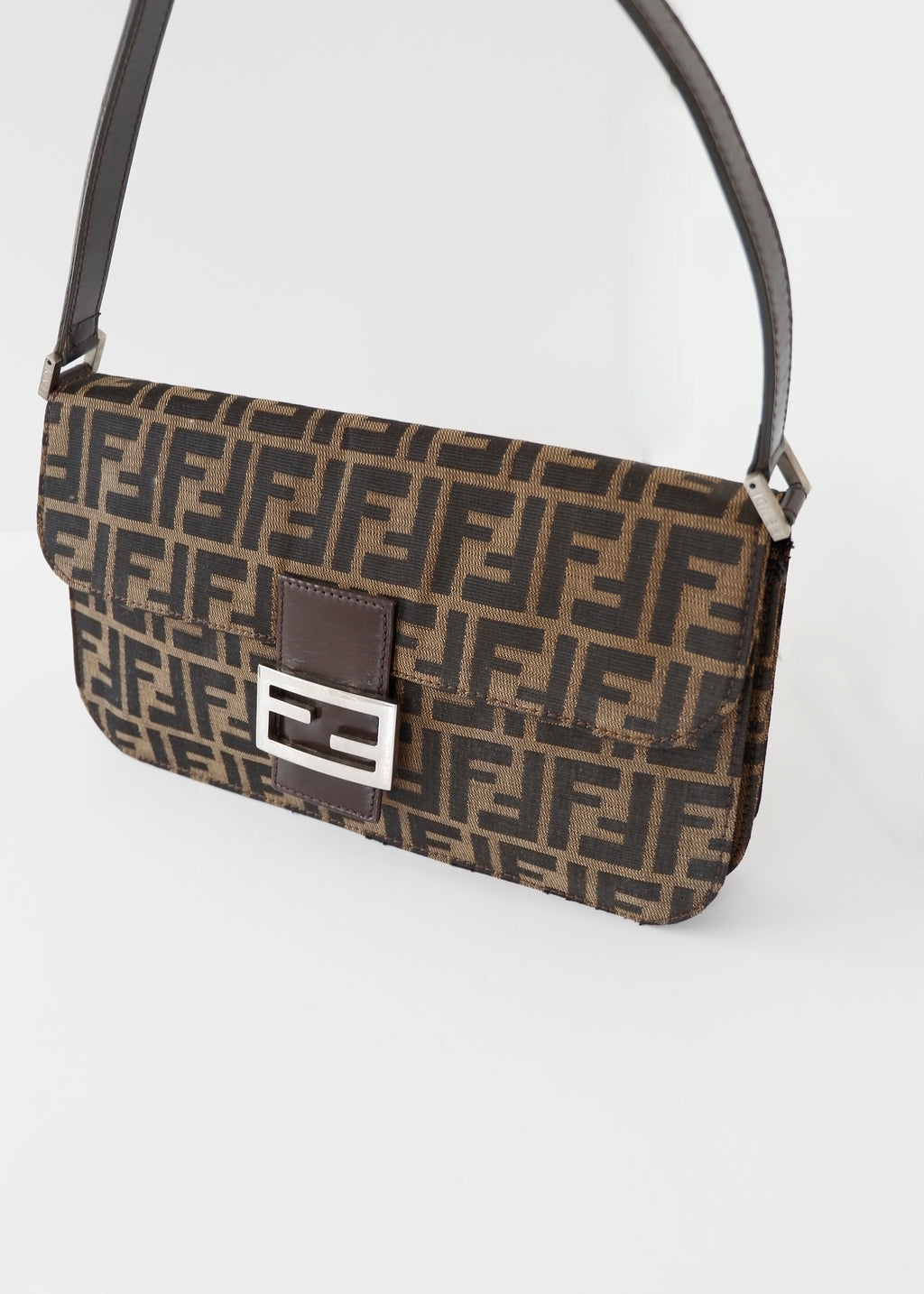 Authentic Preowned Vintage Fendi Brown Zucca Shoulder Bag