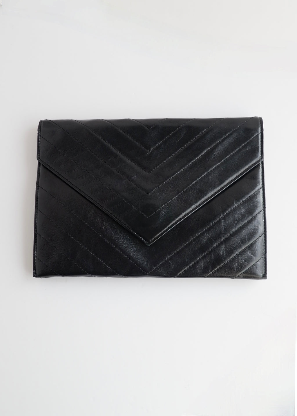 Authentic Preowned Vintage Yves Saint Laurent Black Leather Clutch