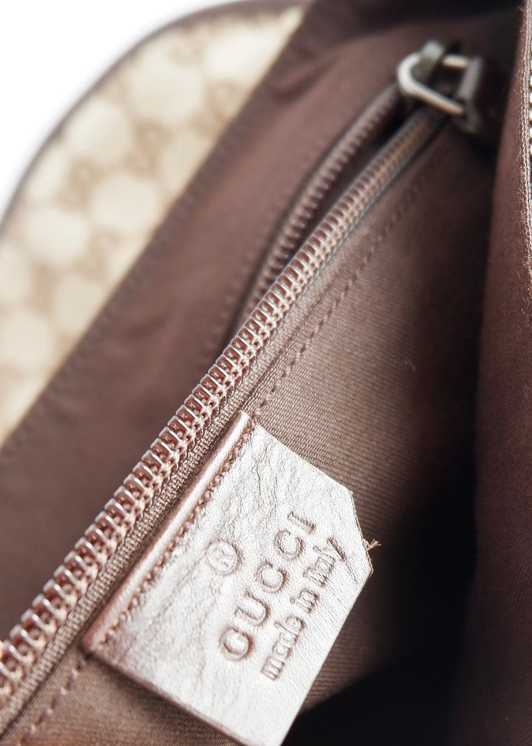 Authentique Sac Banane Gucci Marron en Toile GG et Cuir d'Occasion