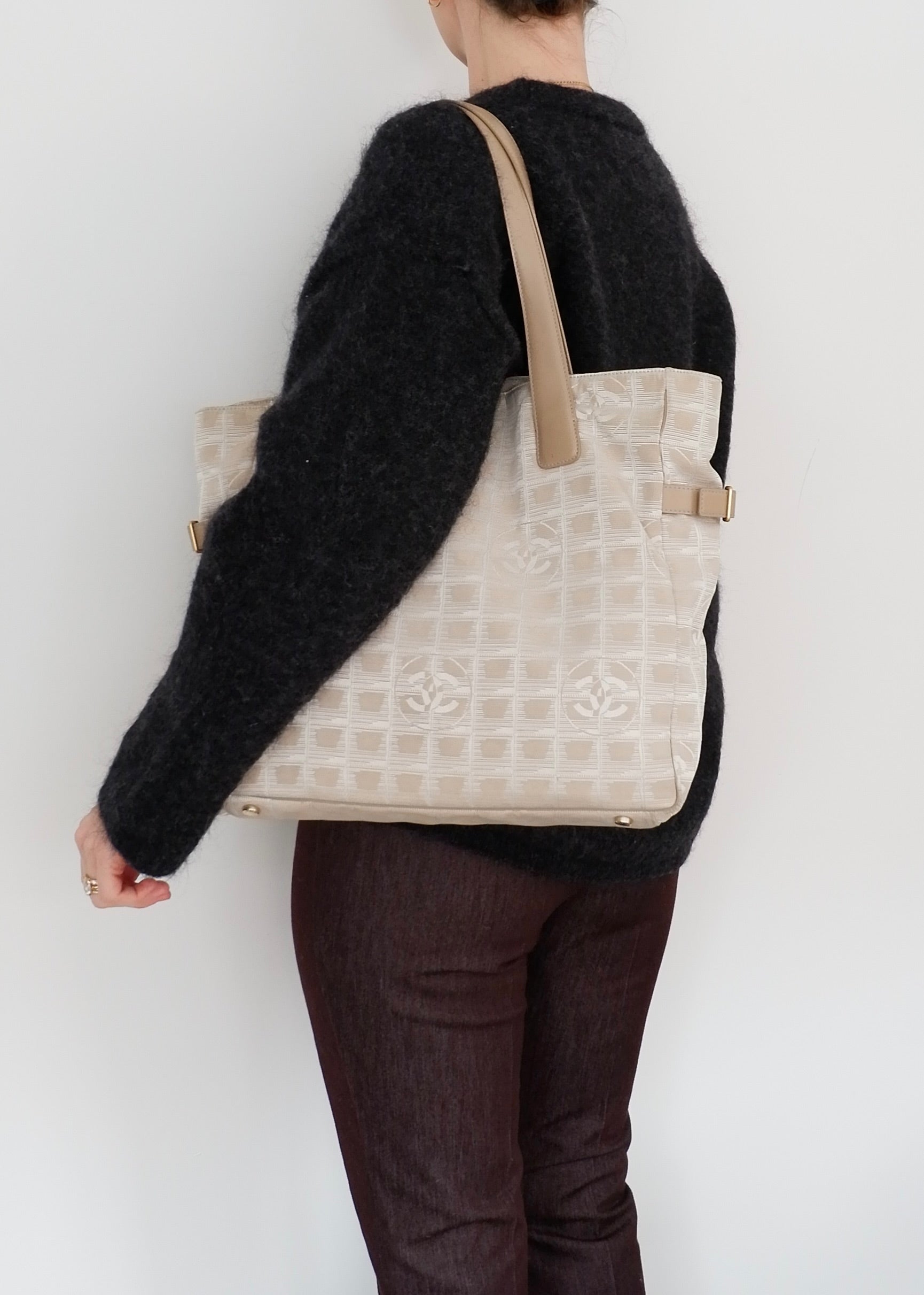 Authentic Preowned Chanel Beige Canvas New Travel Line Tote Bag