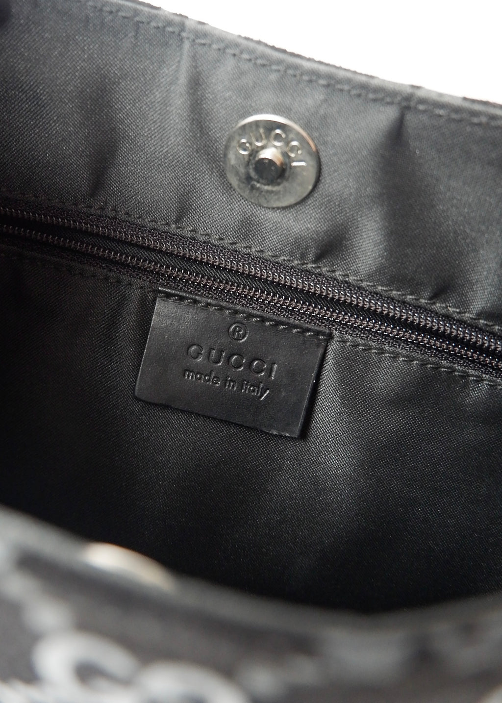 Preowned Gucci Black Suede GG Shoulder Bag