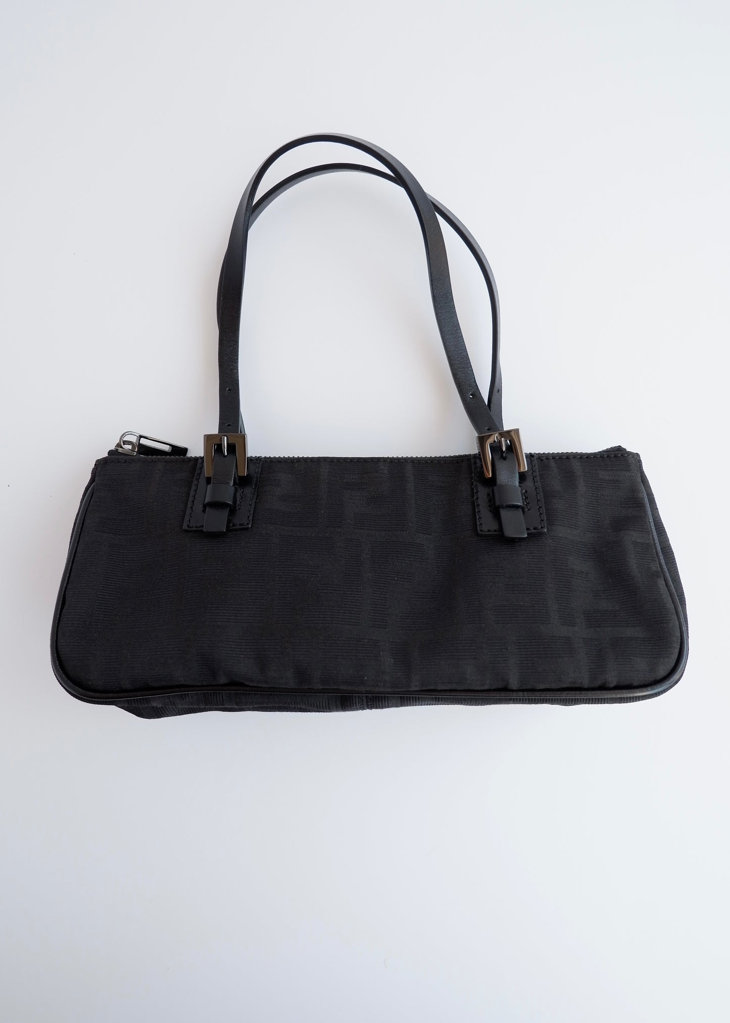Authentic Preowned Fendi Black Zucca Canvas East West Shoulder Bag